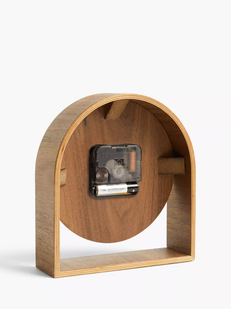 John Lewis mid century wood mantel clock 16.5cm, imported from the UK