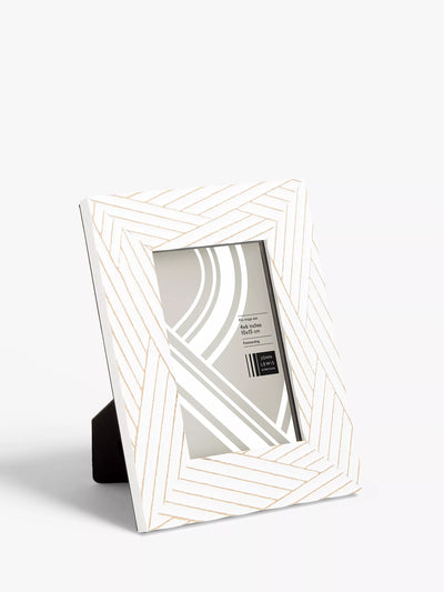 John Lewis John Lewis Striped Wood-Effect Photo Frame, 4 x 6" (10 x 15cm), White