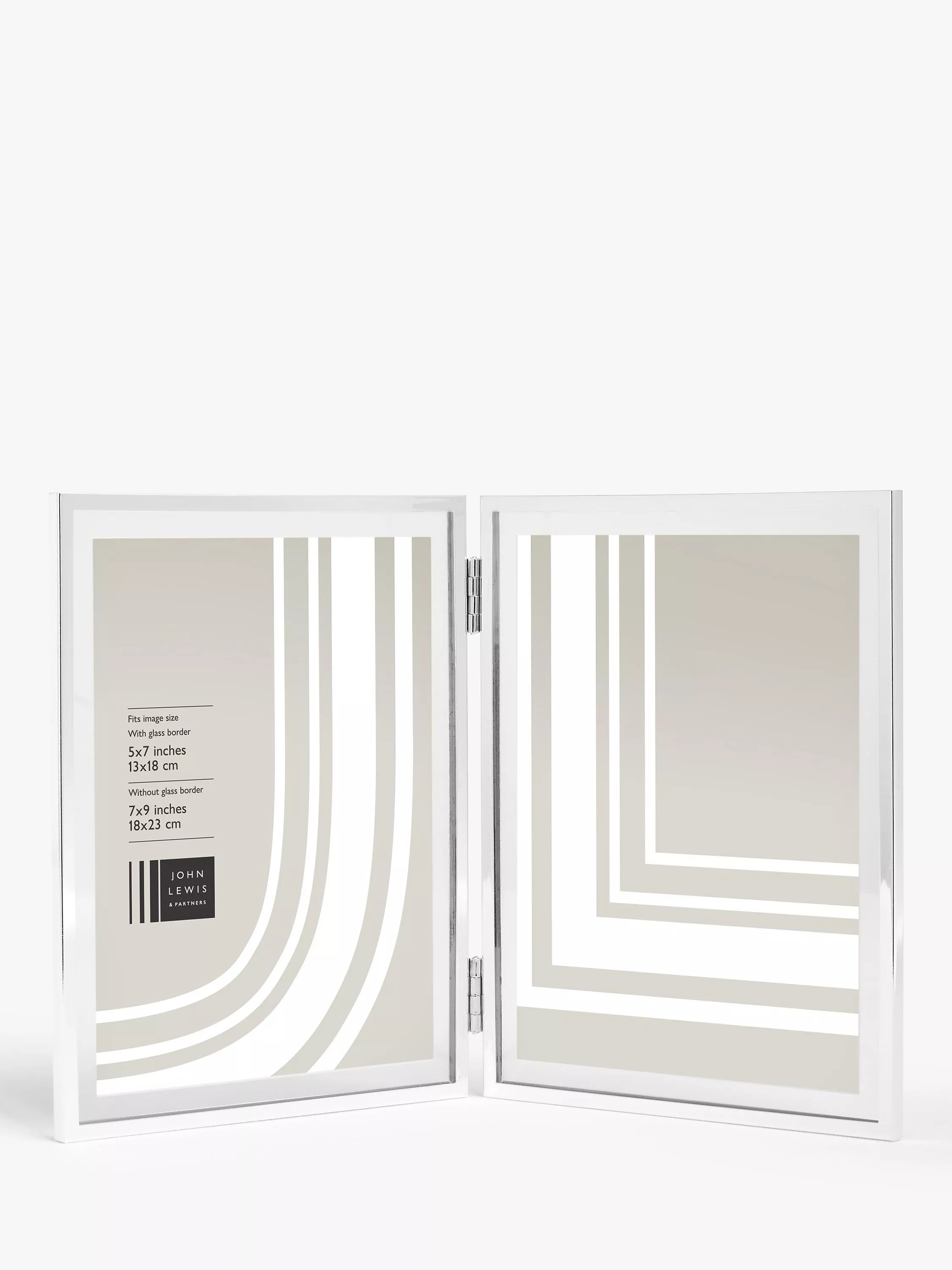 John Lewis silver-plated double photo frame for 5x7 inch photos, UK version