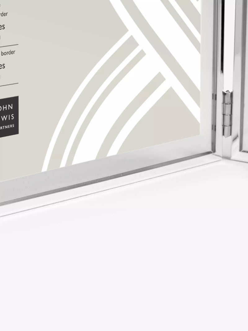 John Lewis silver plated double photo frame with glass border for 4x6 photos, UK version