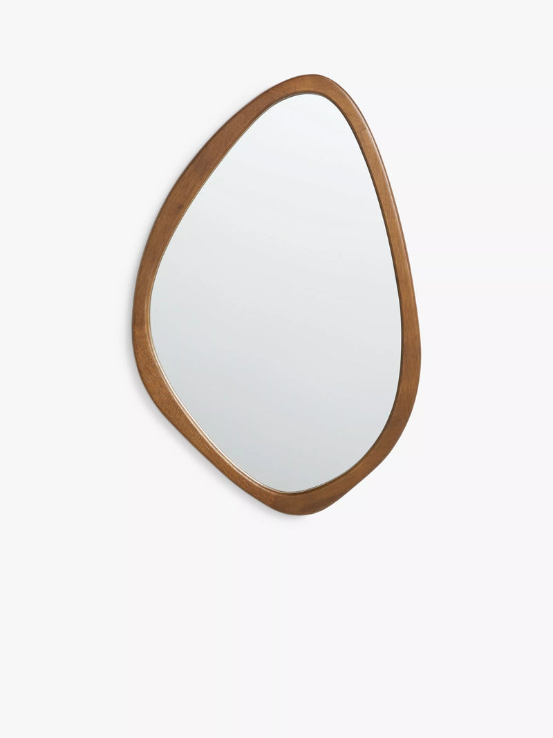 John Lewis mid century oval wall mirror walnut finish, imported from the UK