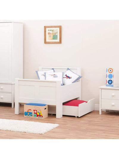 John Lewis Stompa Classic Kids Starter Bed with Mattress, White- Buy online at McGrocer