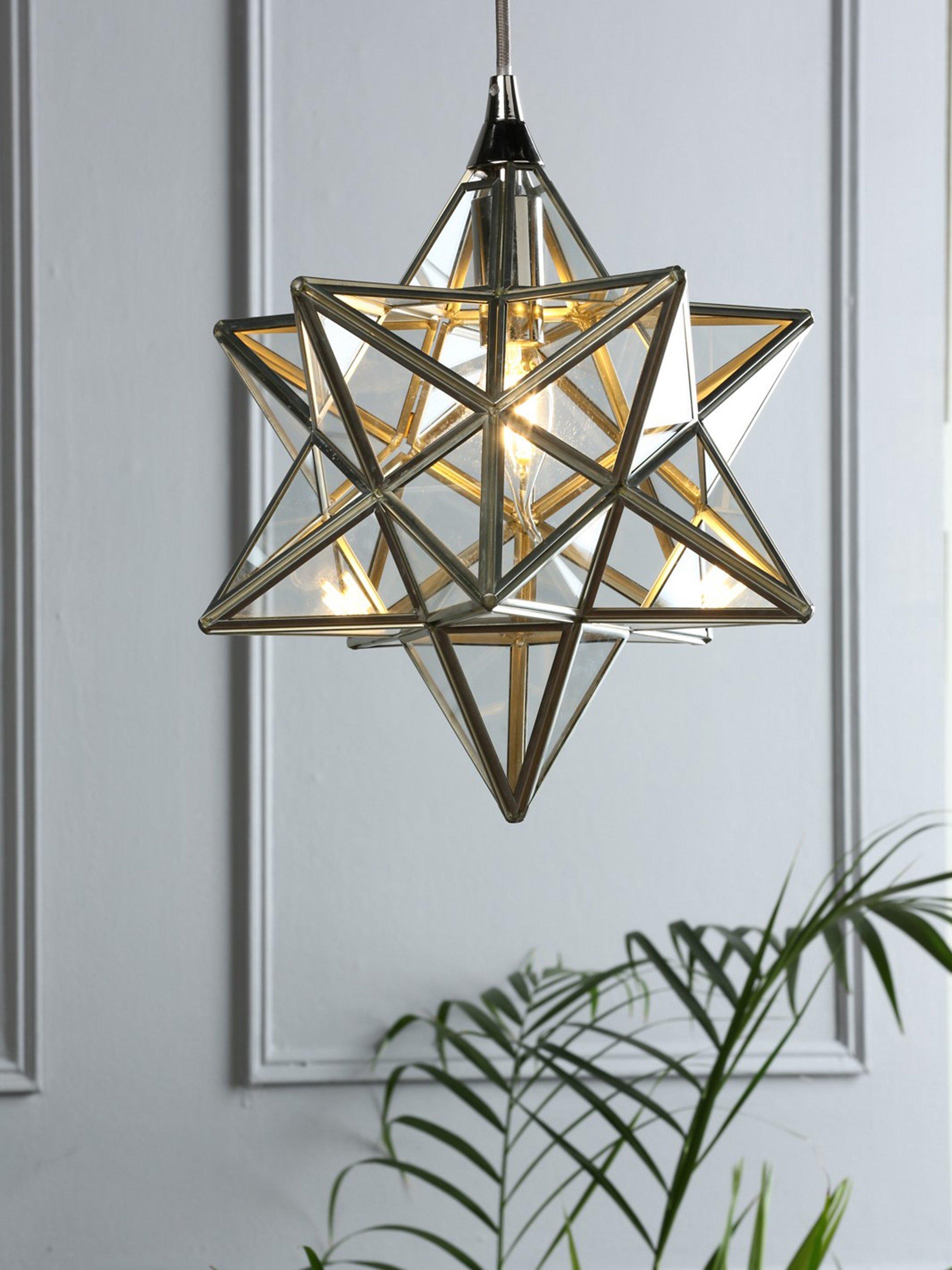 Laura Ashley star glass ceiling light polished silver - British product