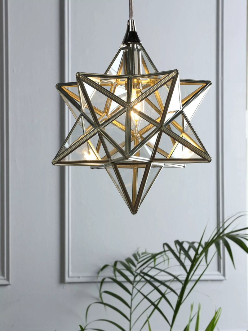 Laura Ashley star glass ceiling light polished silver - British product
