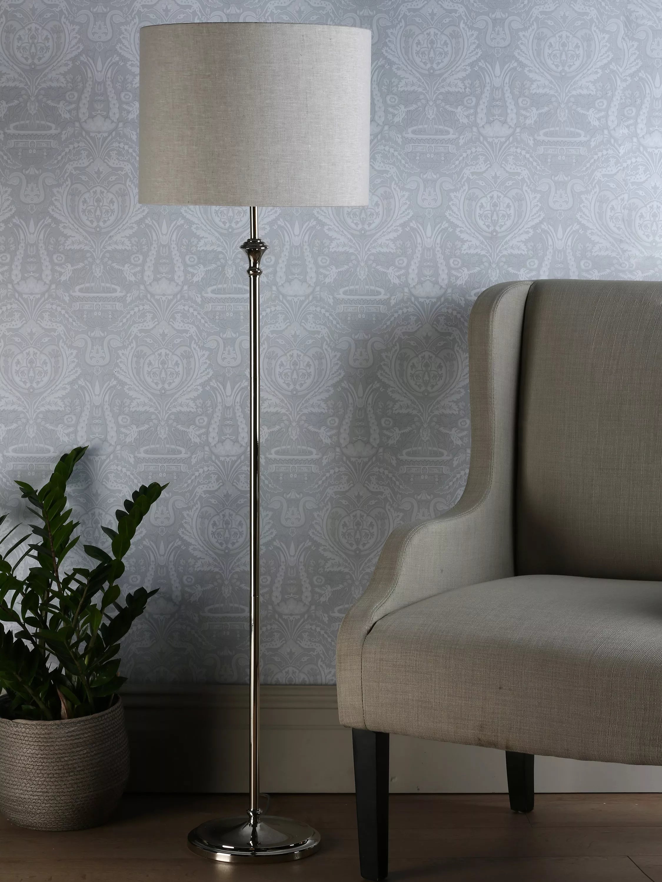 Laura Ashley Highgrove floor lamp polished nickel H150cm (British brand)