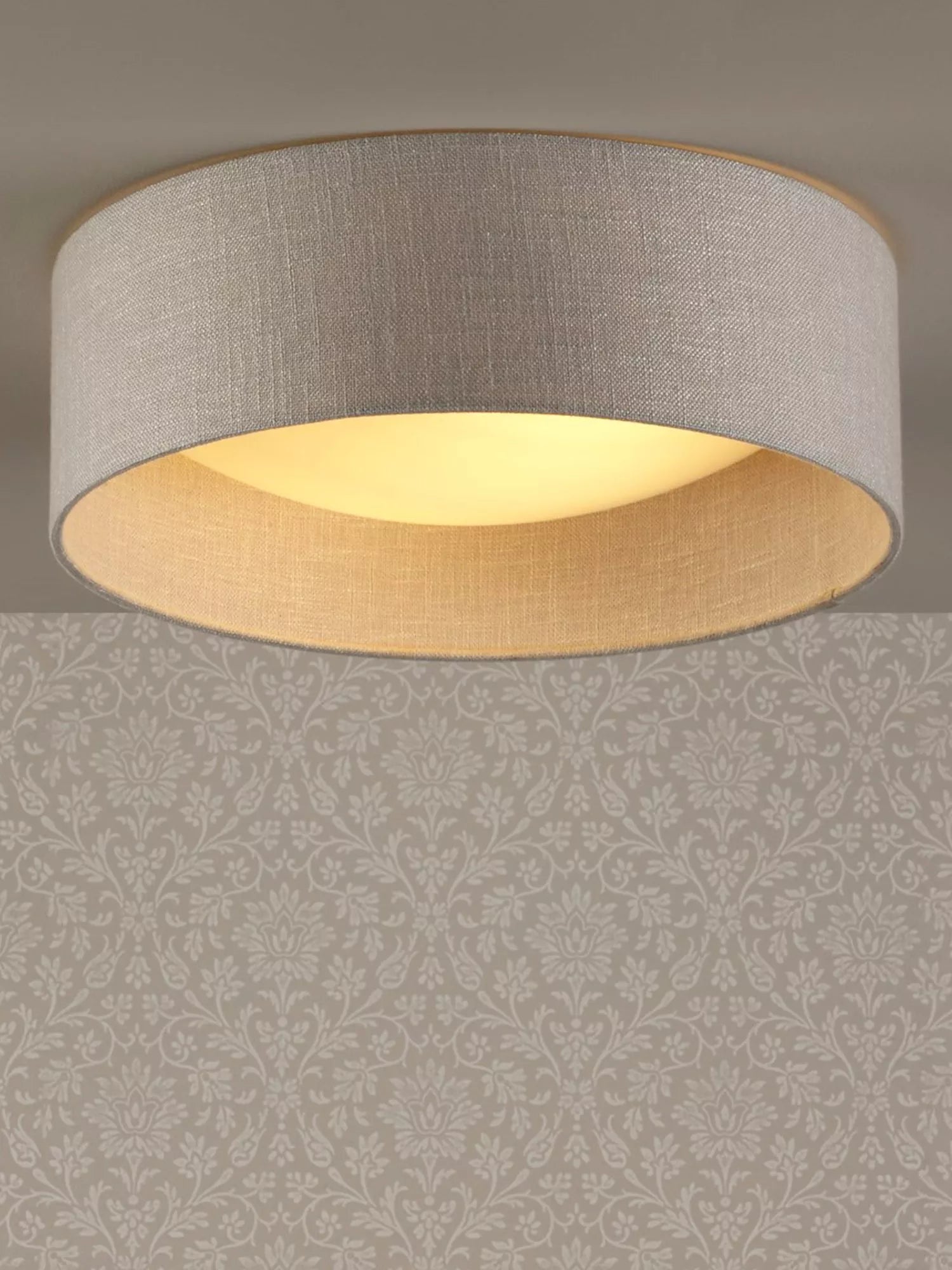 Laura Ashley flush ceiling light woven silver 40cm, UK version