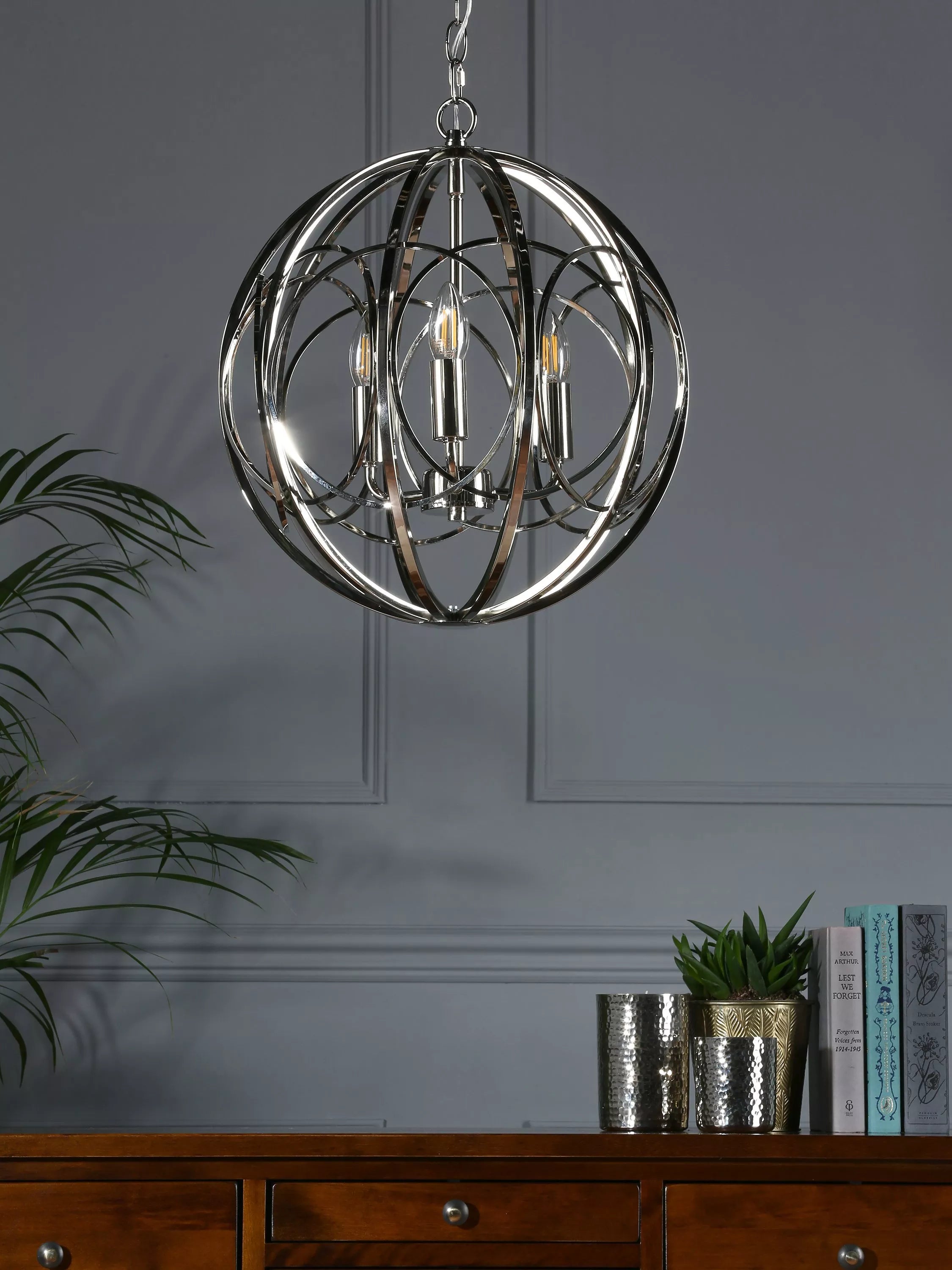 Laura Ashley Orbital pendant ceiling light polished nickel (British brand)