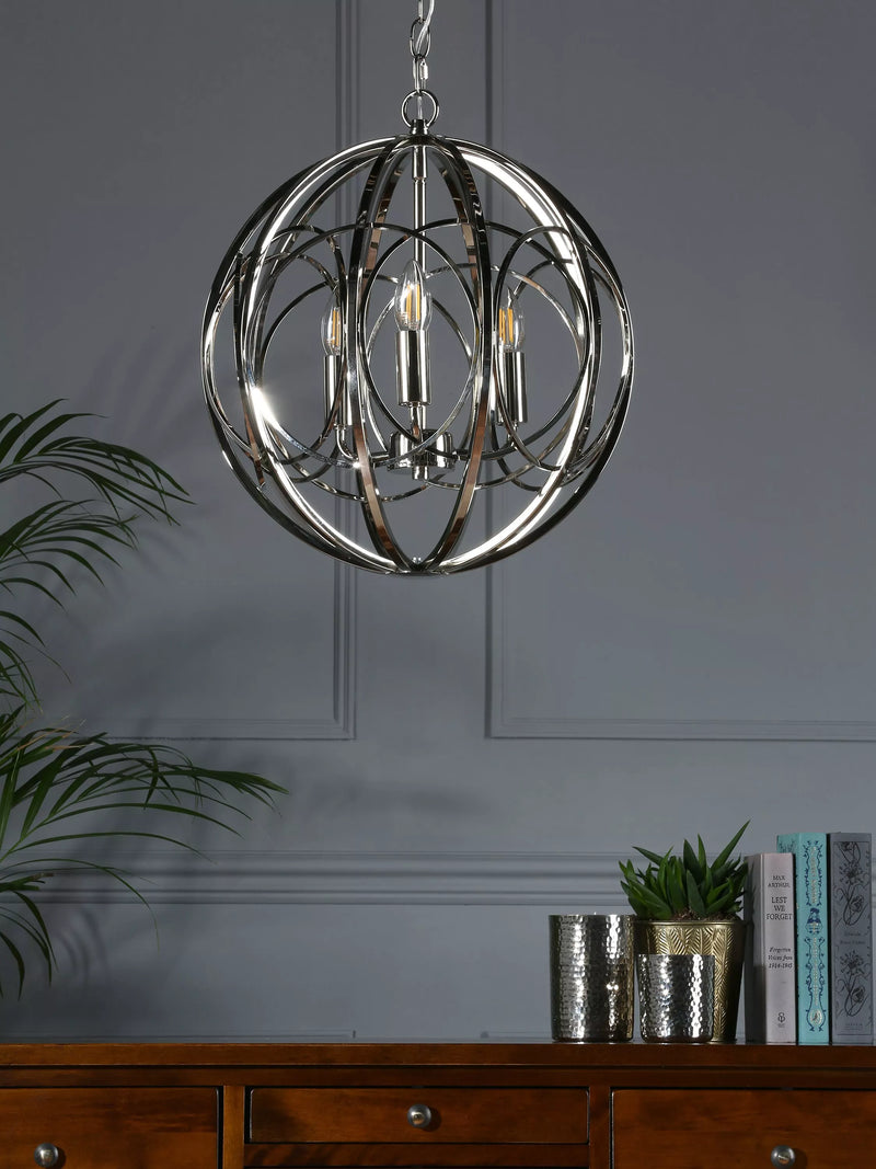 Laura Ashley Orbital pendant ceiling light polished nickel (British brand)