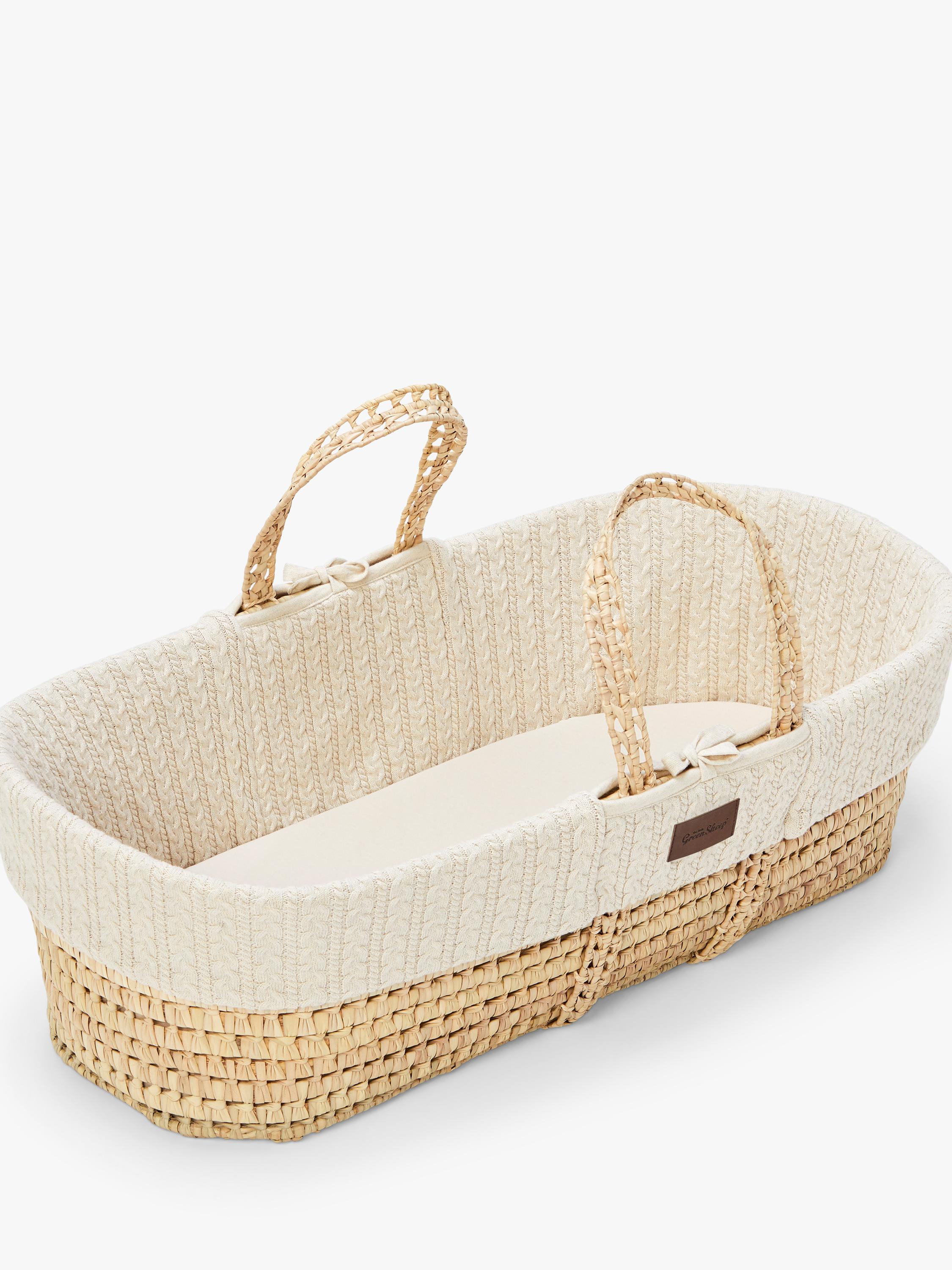 Little Green Sheep Organic Moses Basket with Mattress (British brand)