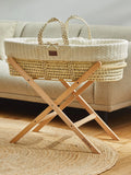 The Little Green Sheep Organic Knitted Moses Basket & Mattress - Linen