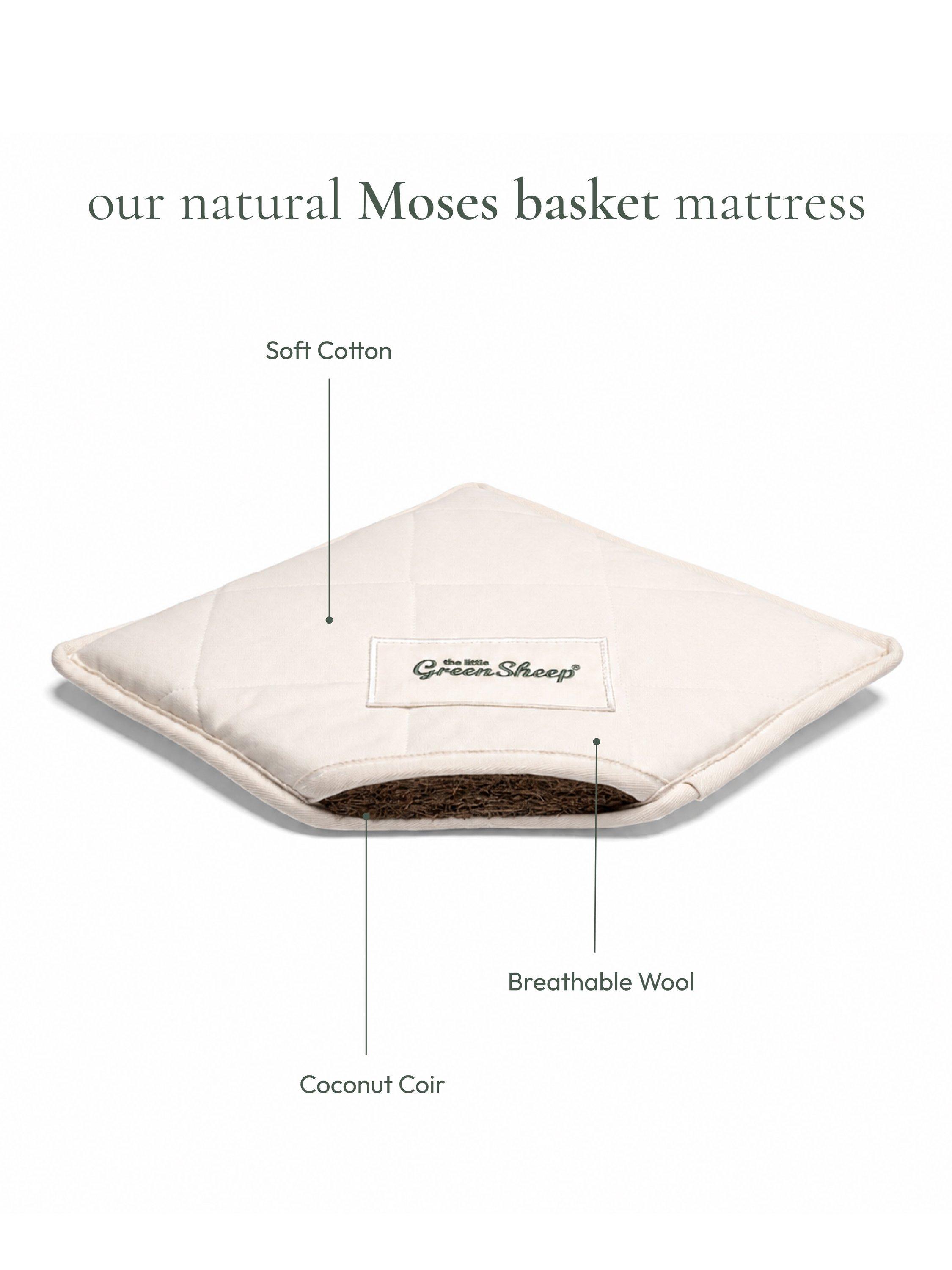 Little Green Sheep Organic Moses Basket with Mattress (British brand)