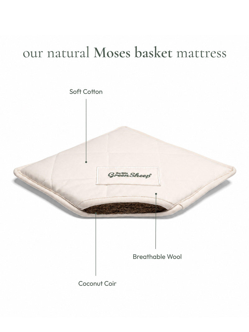 Little Green Sheep Organic Moses Basket with Mattress (British brand)