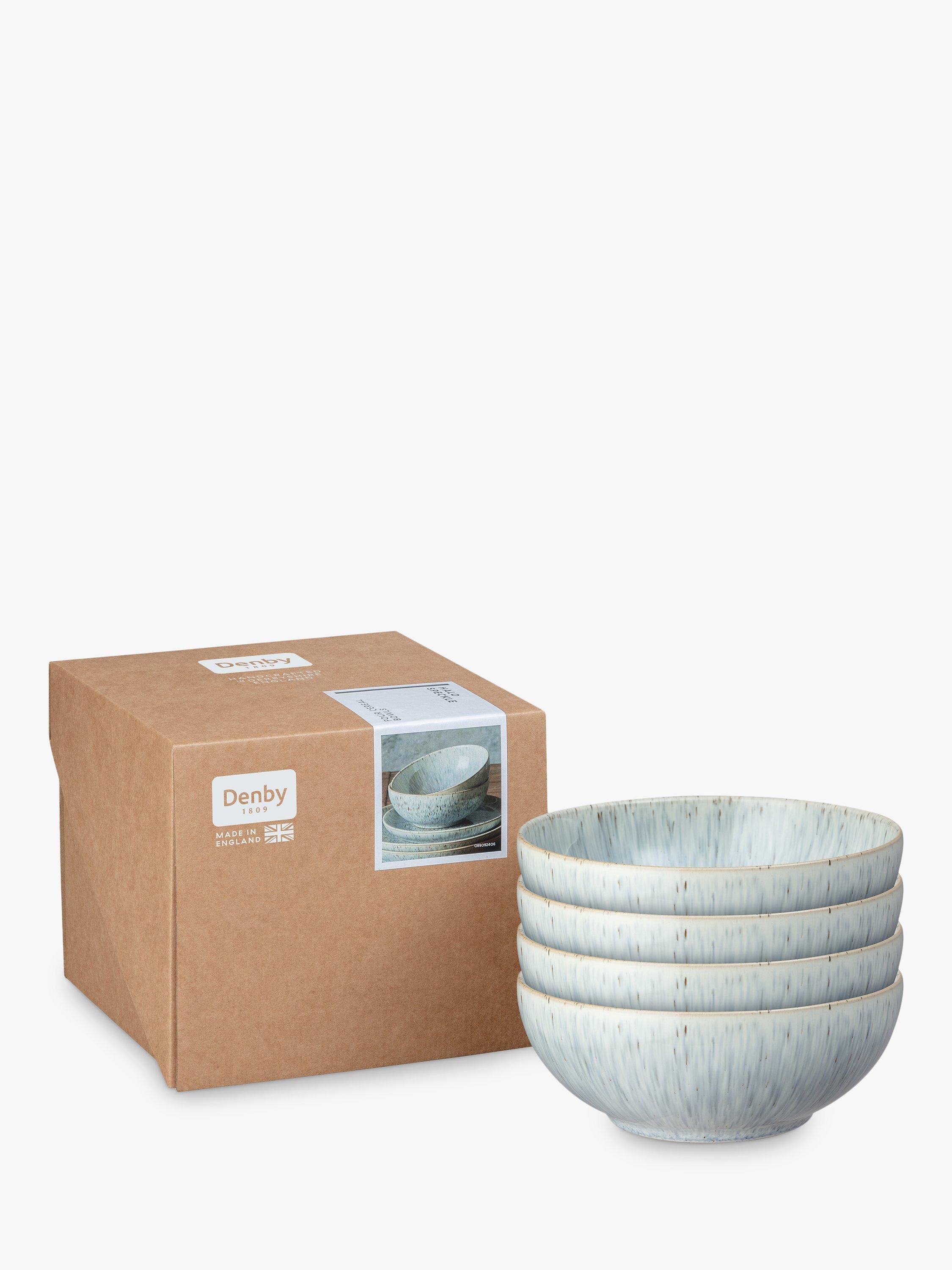 Denby stoneware cereal bowls set of 4 17cm grey, imported from the UK