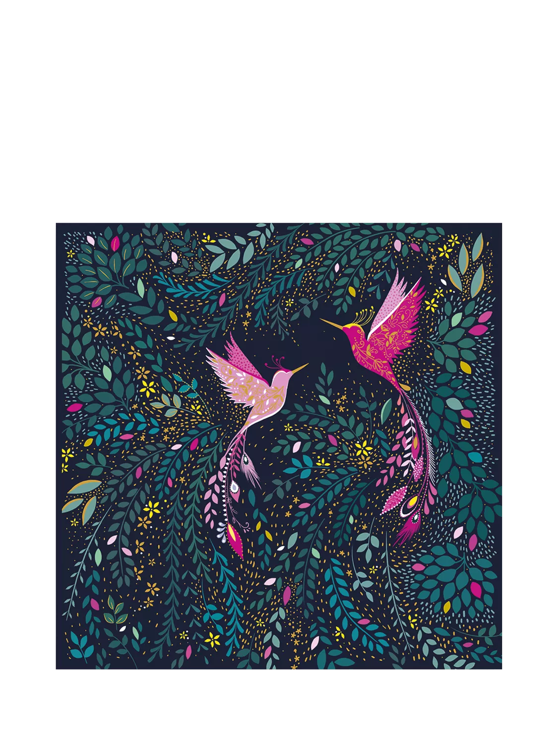 Sara Miller hummingbird blank greeting card 15x15cm, imported from the UK
