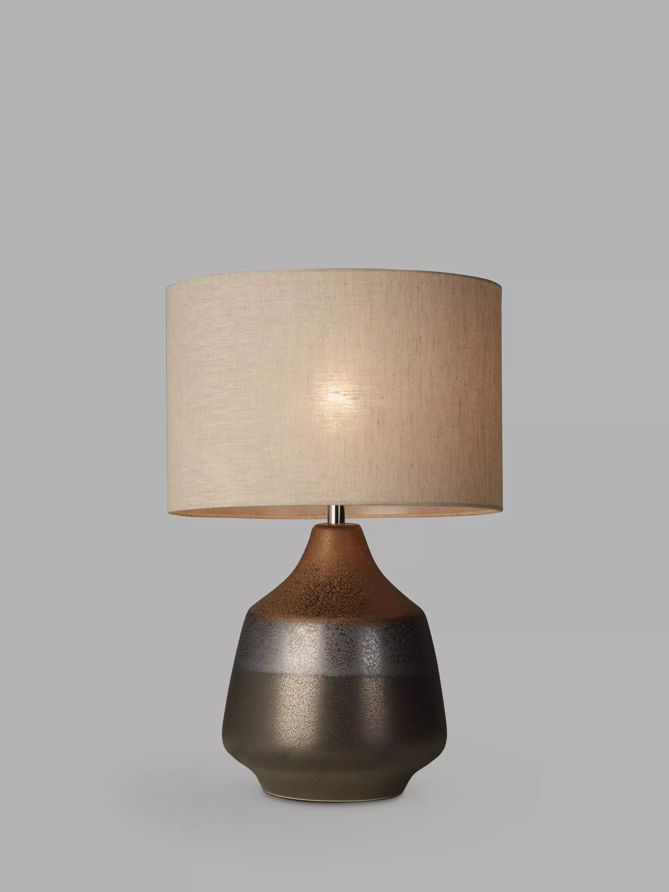 John Lewis Delaney ceramic table lamp bronze glaze, UK version