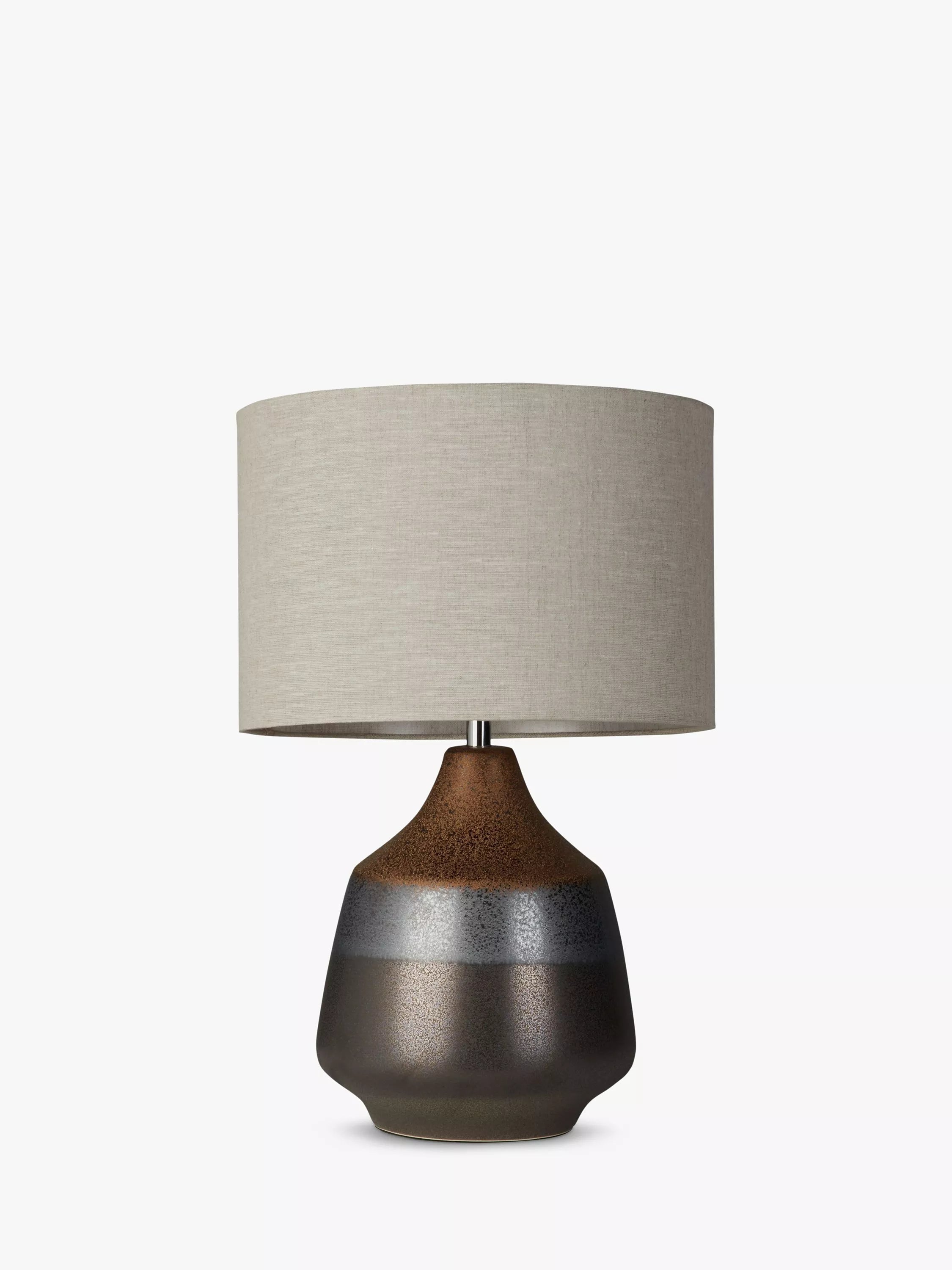 John Lewis Delaney ceramic table lamp bronze glaze, UK version