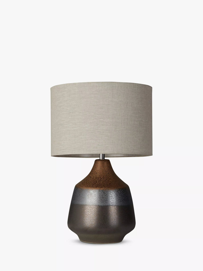 John Lewis Delaney ceramic table lamp bronze glaze, UK version