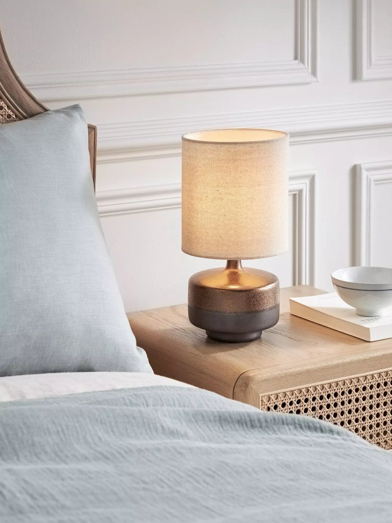 John Lewis Delaney ceramic table lamp bronze glaze, imported from the UK