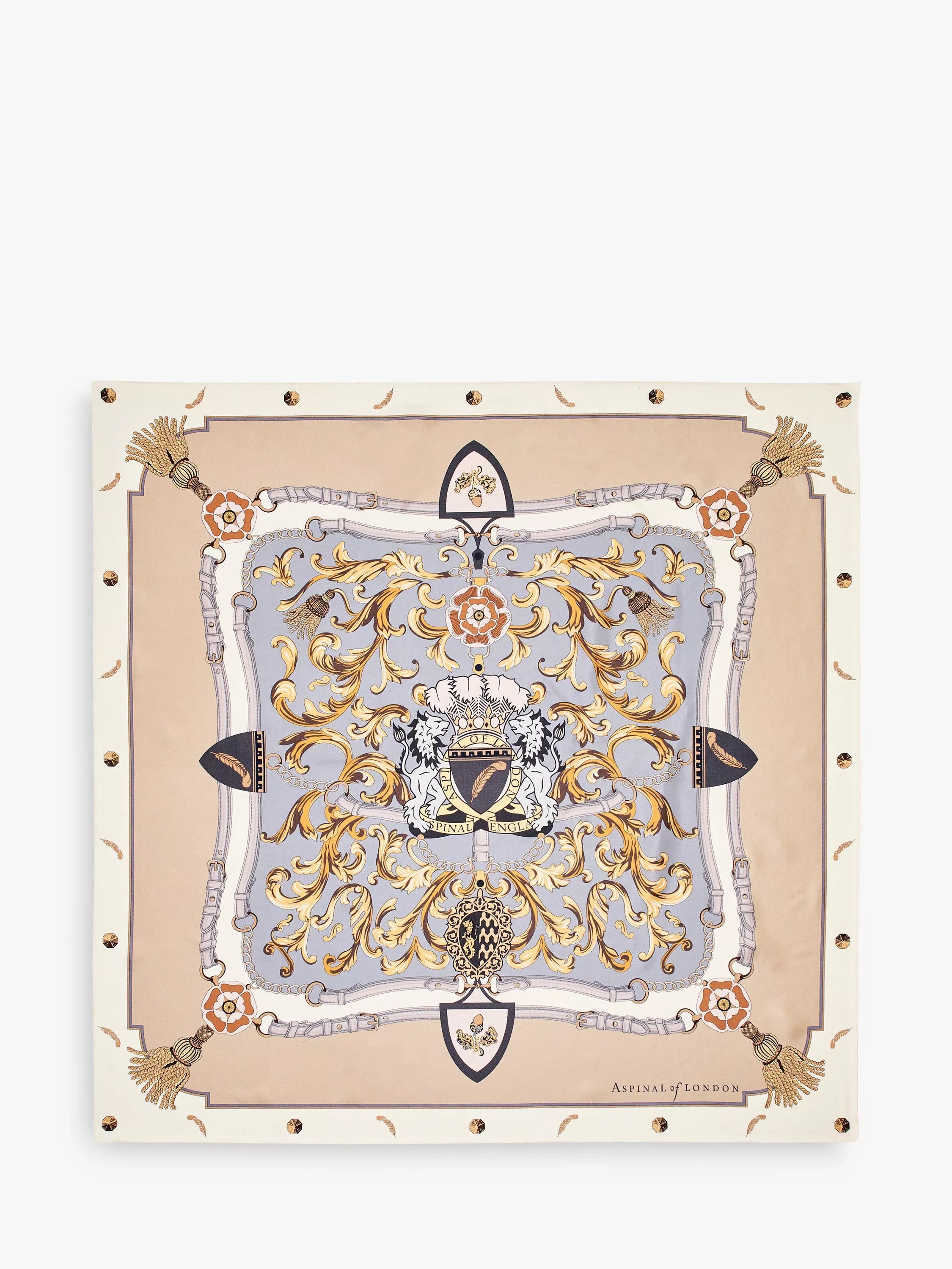 Aspinal of London Signature Shield Silk Square Scarf 90x90cm