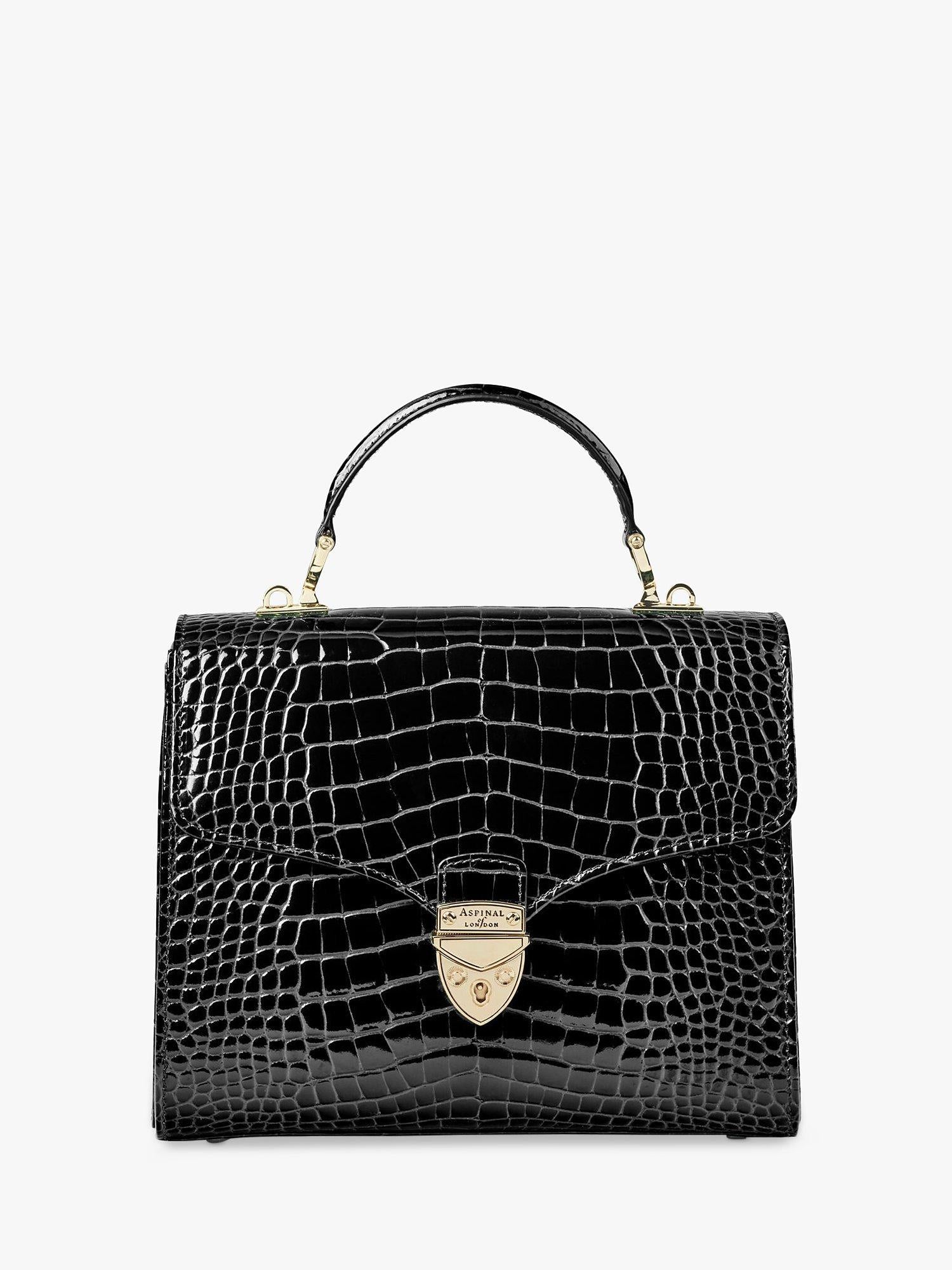 Aspinal of London Mayfair croc effect leather cross body bag, UK version