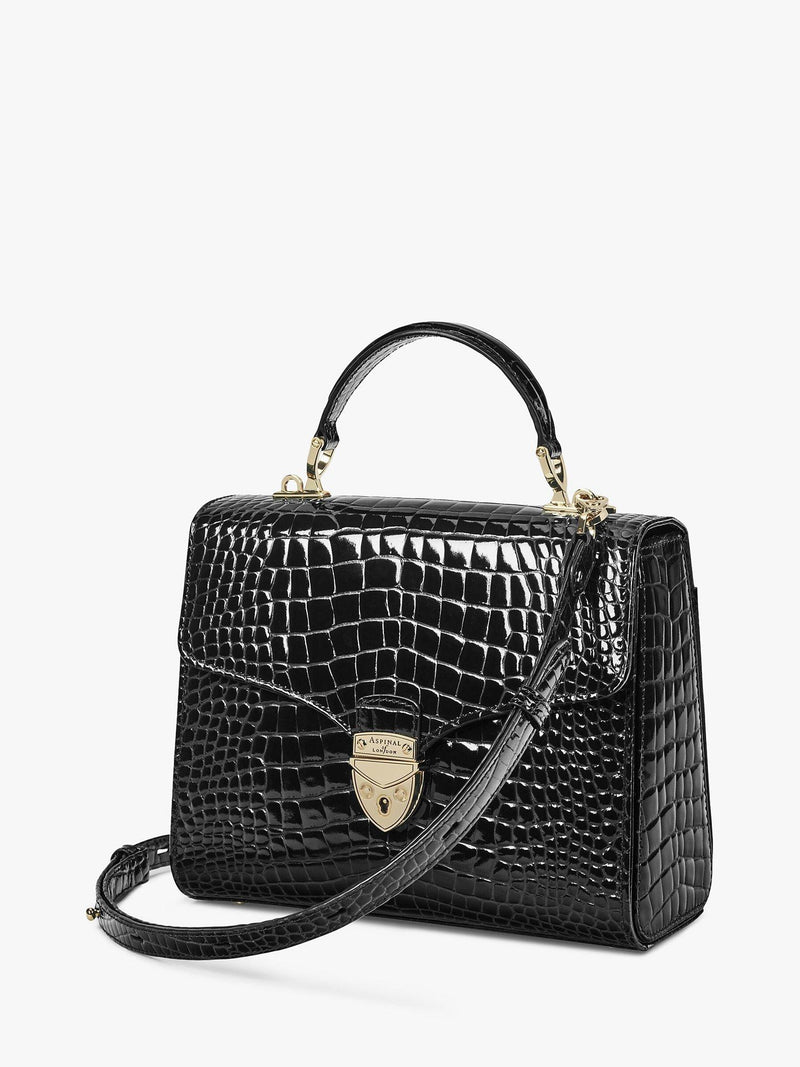 Aspinal of London Mayfair croc effect leather cross body bag, UK version