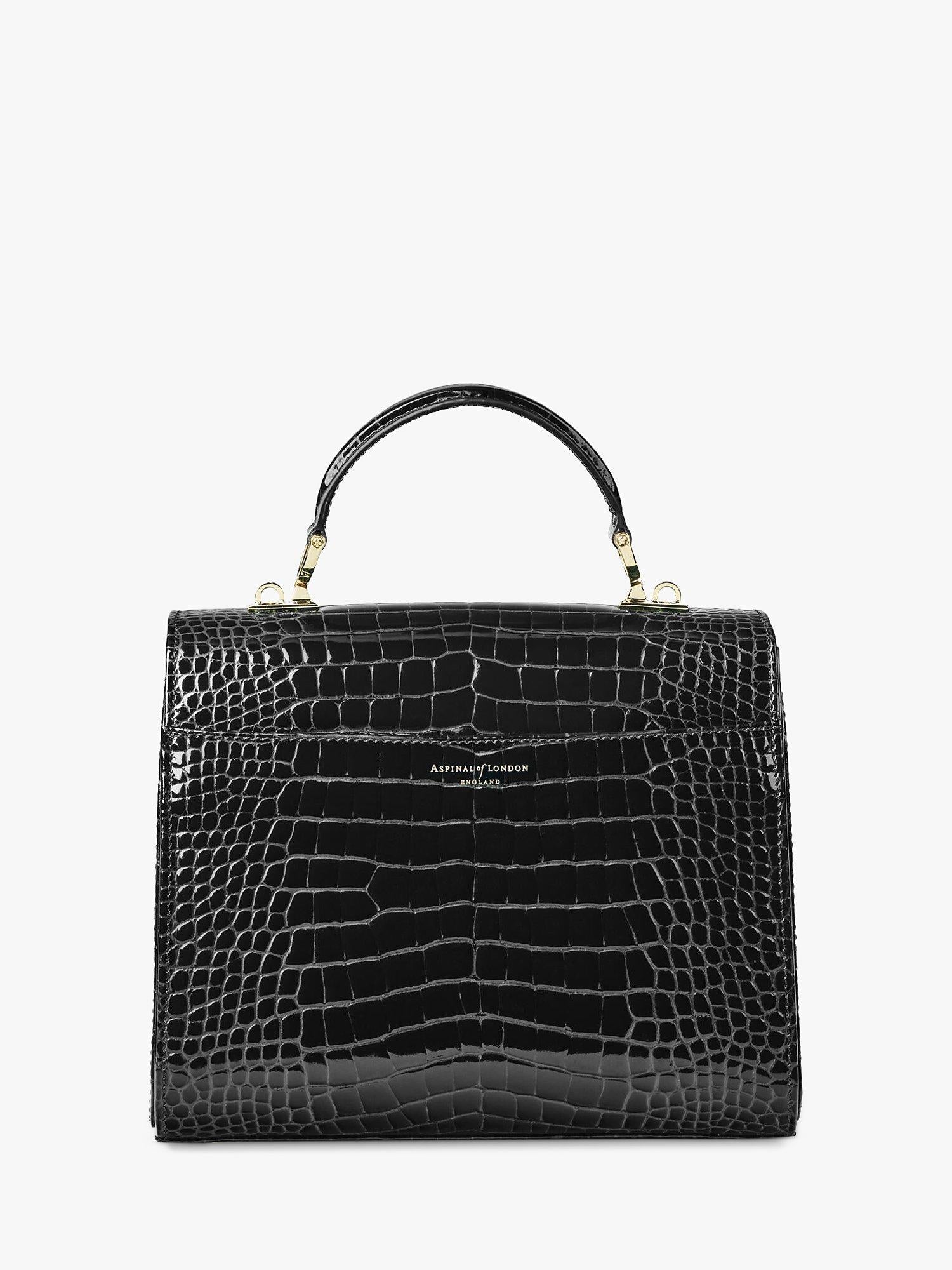 Aspinal of London Mayfair croc effect leather cross body bag, UK version