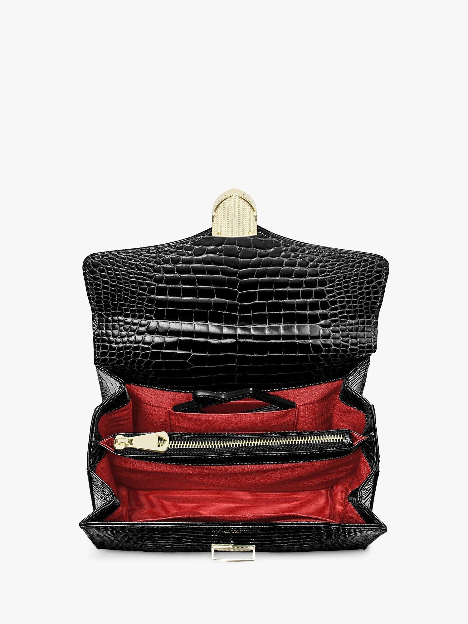 Aspinal of London Mayfair croc effect leather cross body bag, UK version