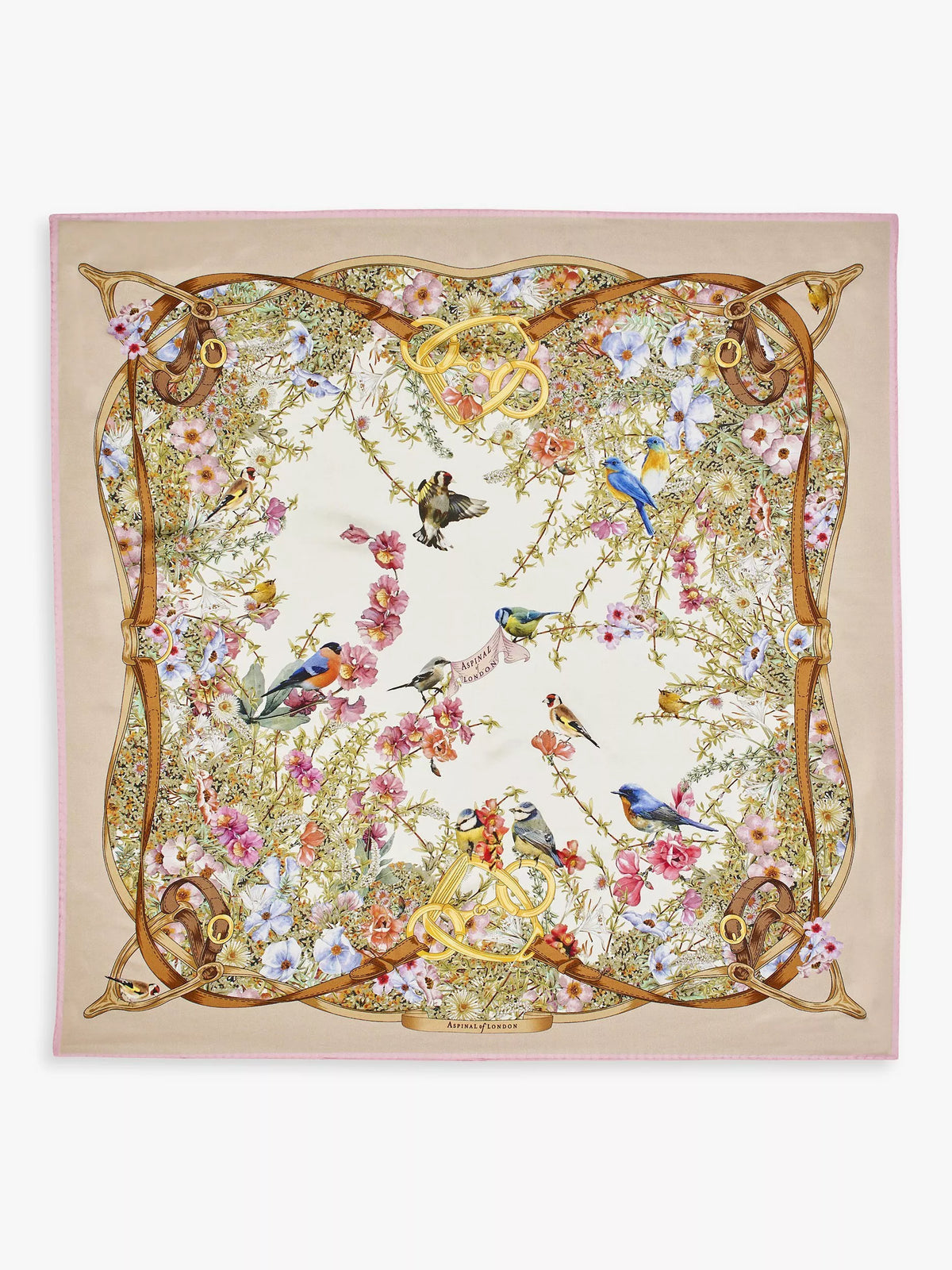 Aspinal of London Edwardian Garden silk square scarf 90cm - British product