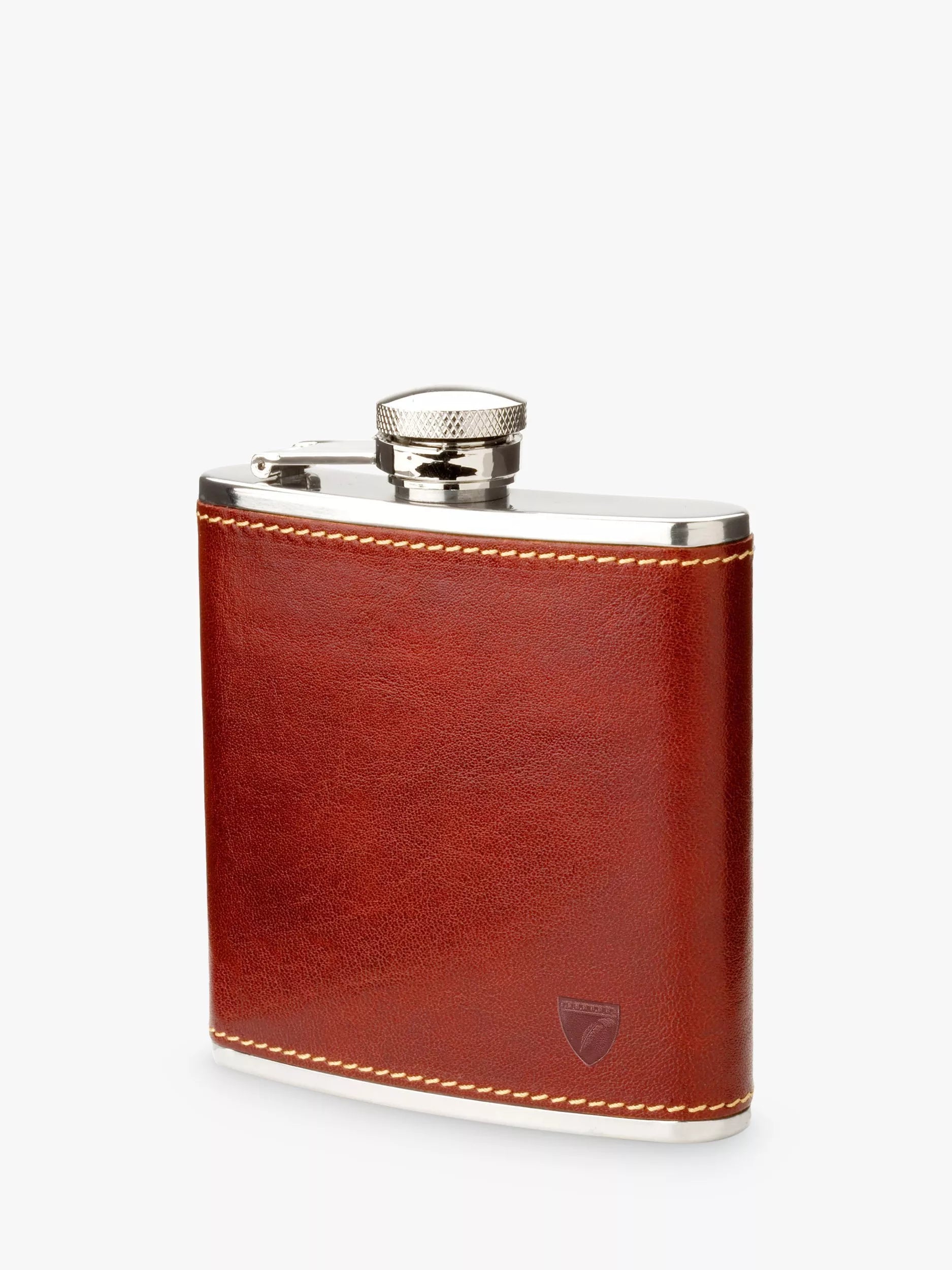 Aspinal of London Classic Smooth Leather Stainless Steel Hip Flask 5oz