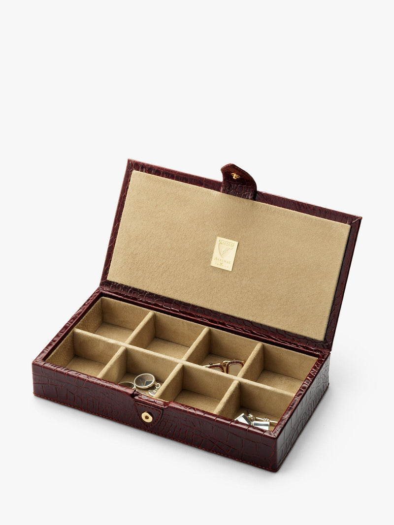 Aspinal of London croc leather cufflinks box, UK version