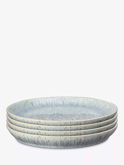 John Lewis Denby Halo Speckle Stoneware Dinner Coupe Plates, Set of 4, 26cm, Grey- Buy online at McGrocer