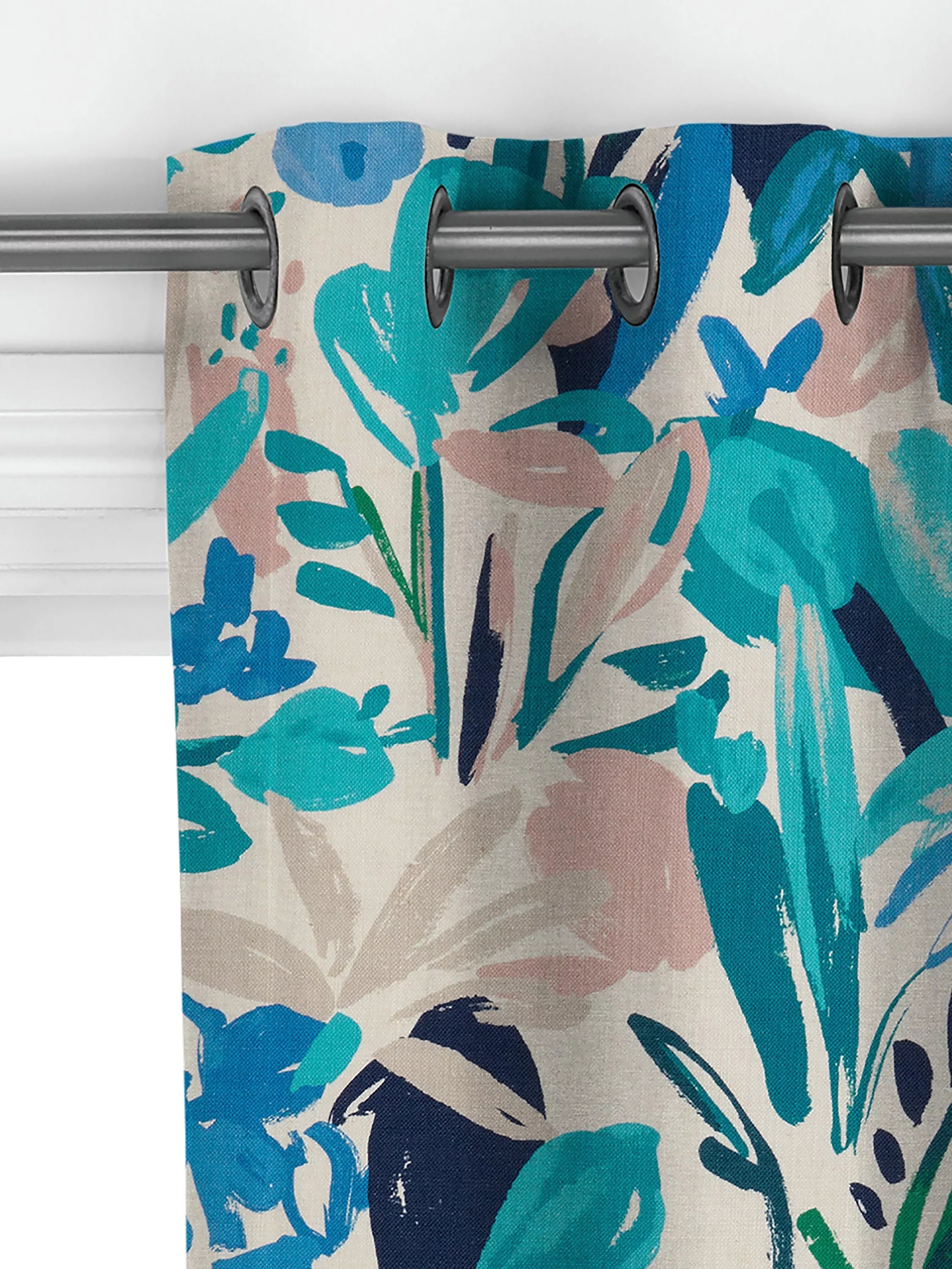 John Lewis Abstract Blossom turquoise made to measure curtain (British brand)