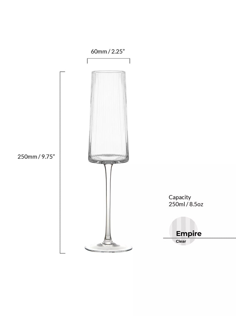 Anton Studio Designs clear champagne flute glasses set of 2 250ml - British product
