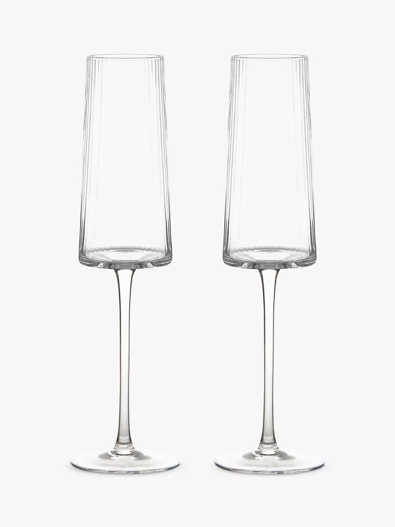 Anton Studio Designs clear champagne flute glasses set of 2 250ml - British product