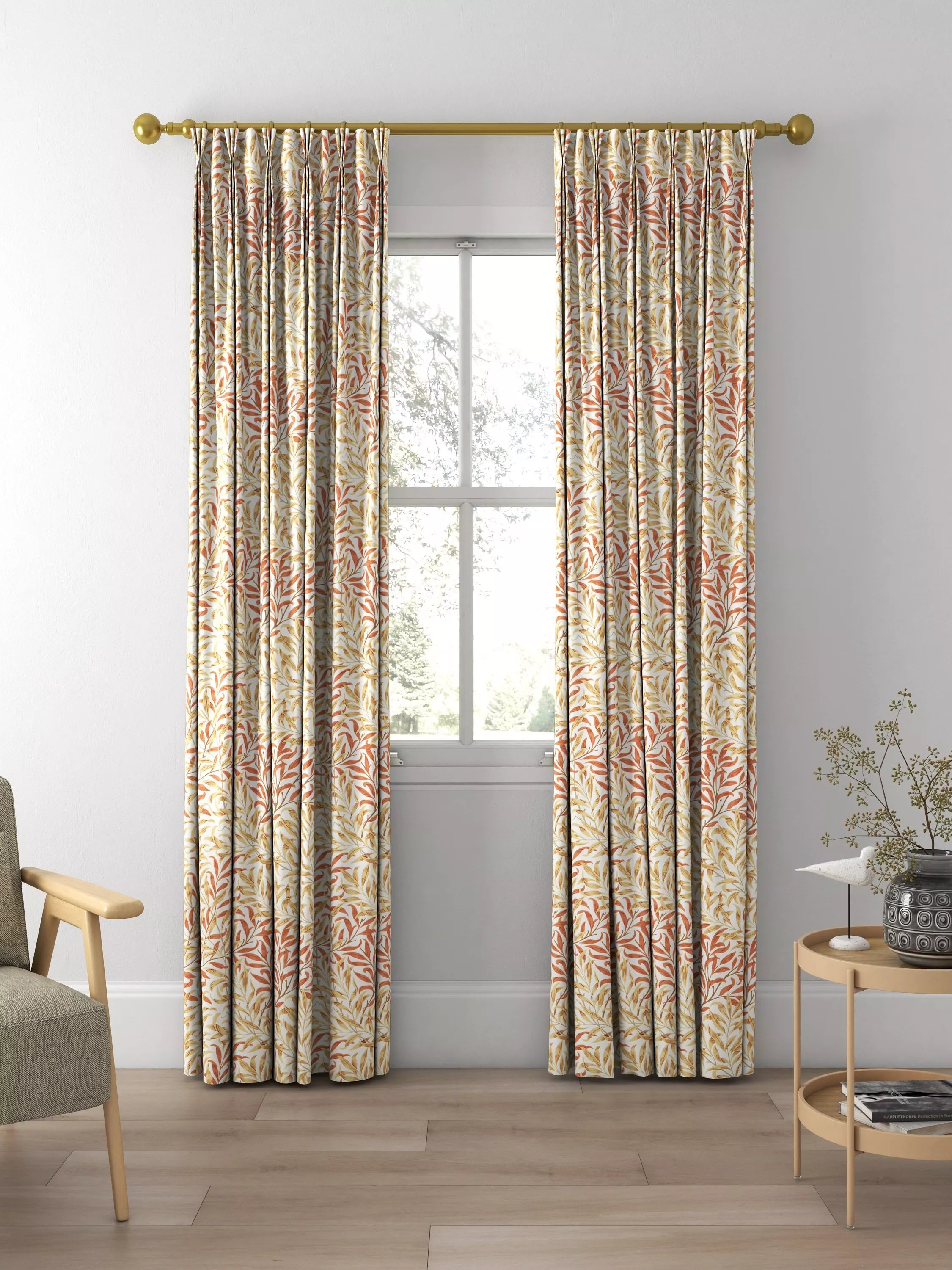 Morris & Co. Willow Boughs curtain fabric russet ochre, UK version