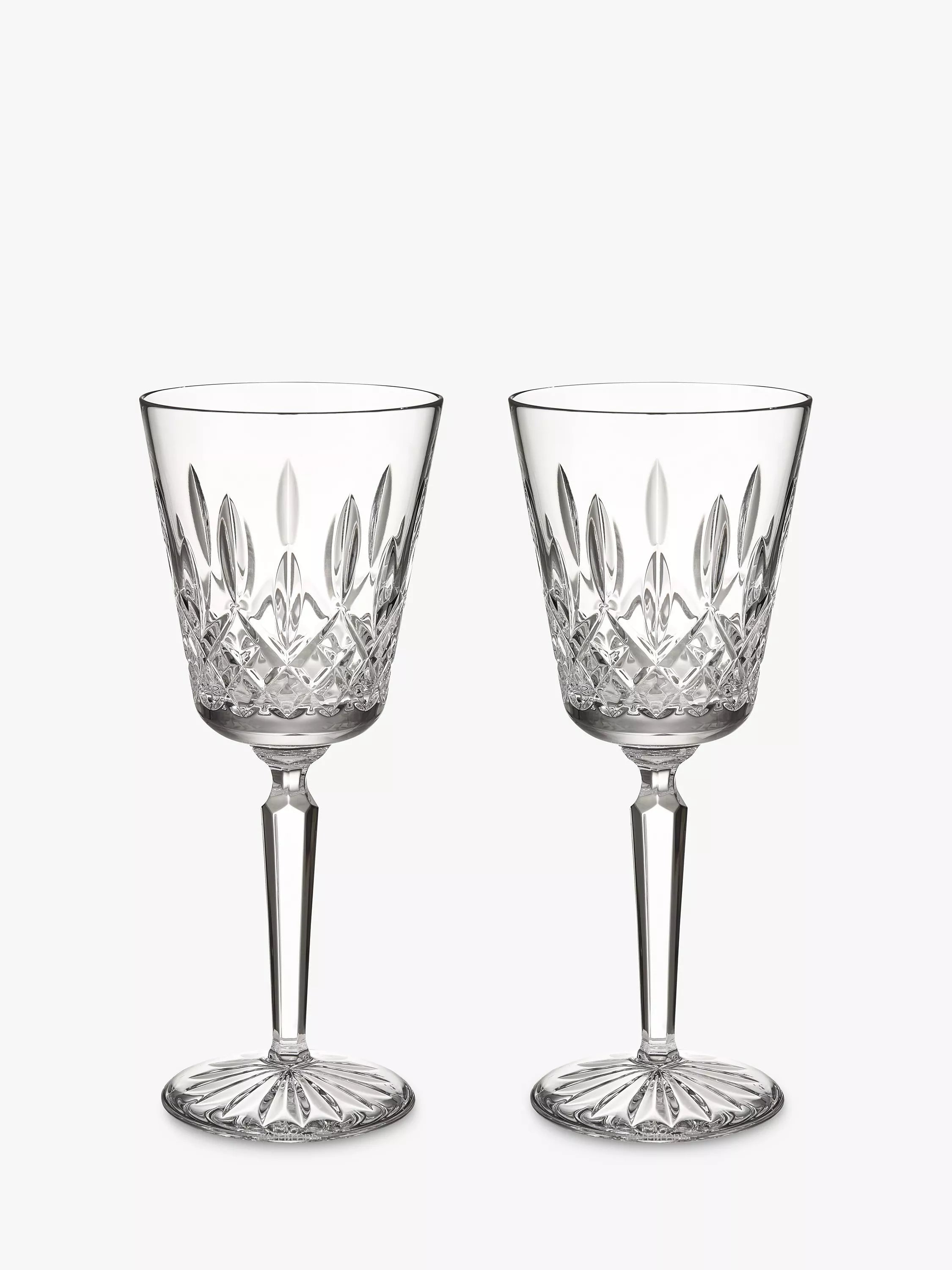 Waterford Crystal Lismore cut glass tall wine glass, set of 2, 450ml, clear (British brand)