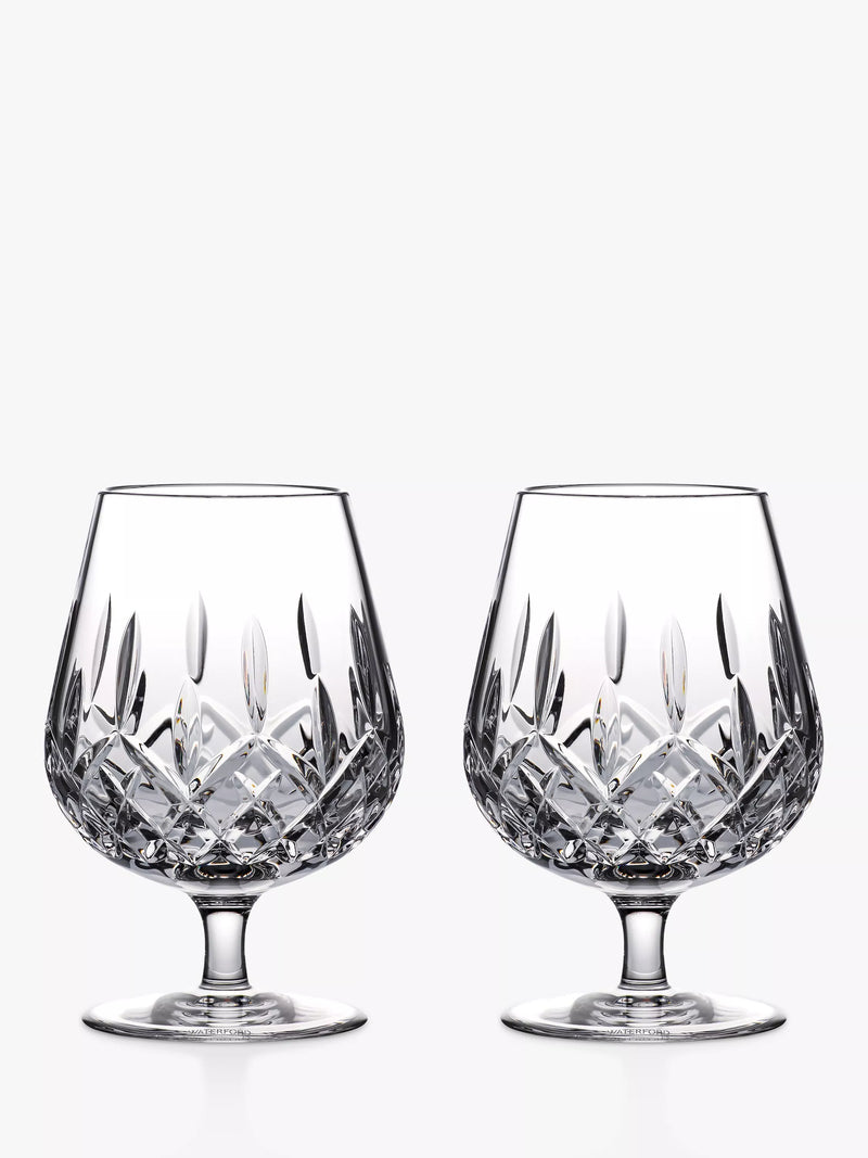 Waterford Lismore cut glass brandy balloon glasses set of 2 (British brand)