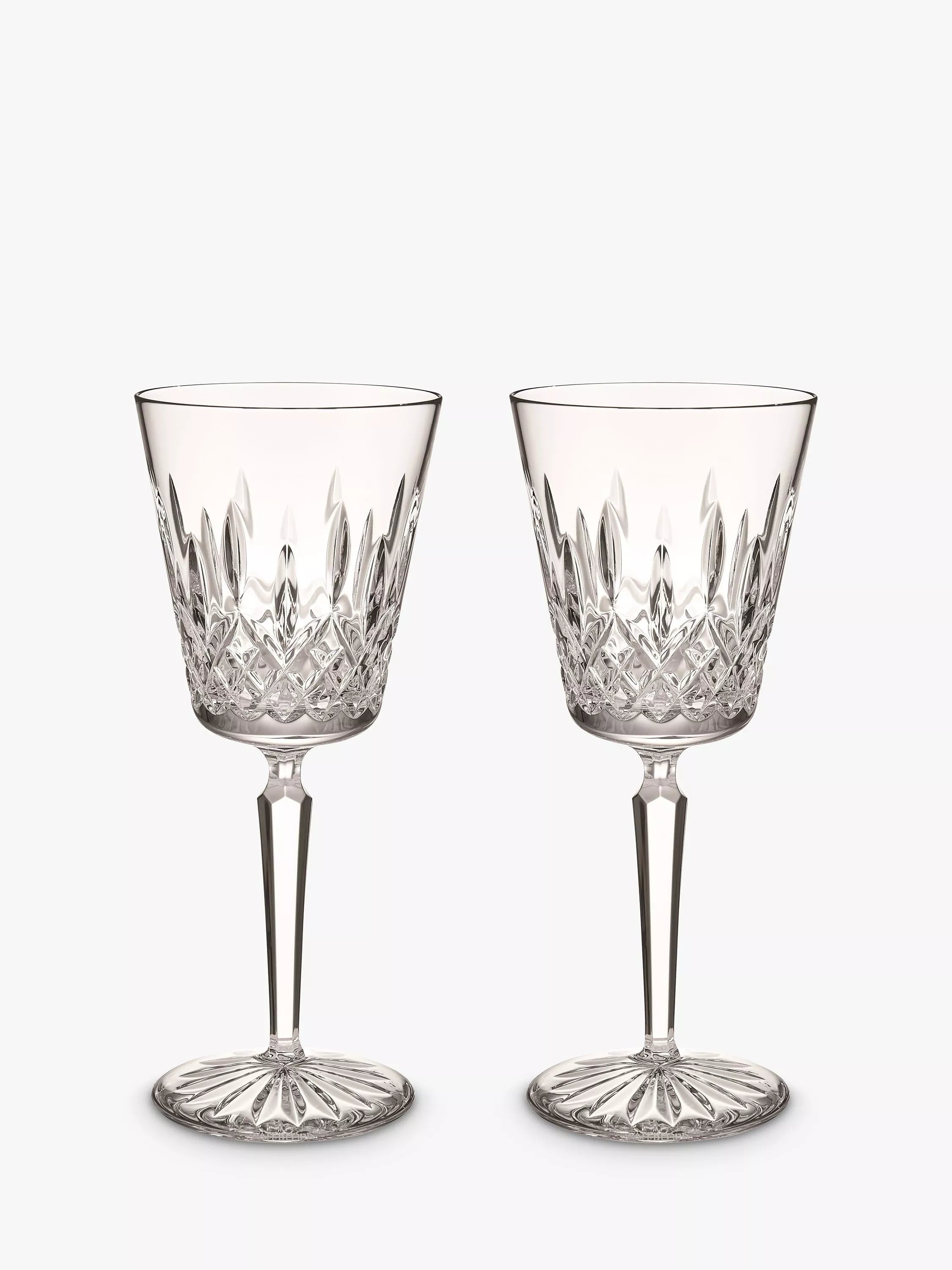 Waterford Crystal medium cut glass wine glasses, set of 2, 390ml (British brand)