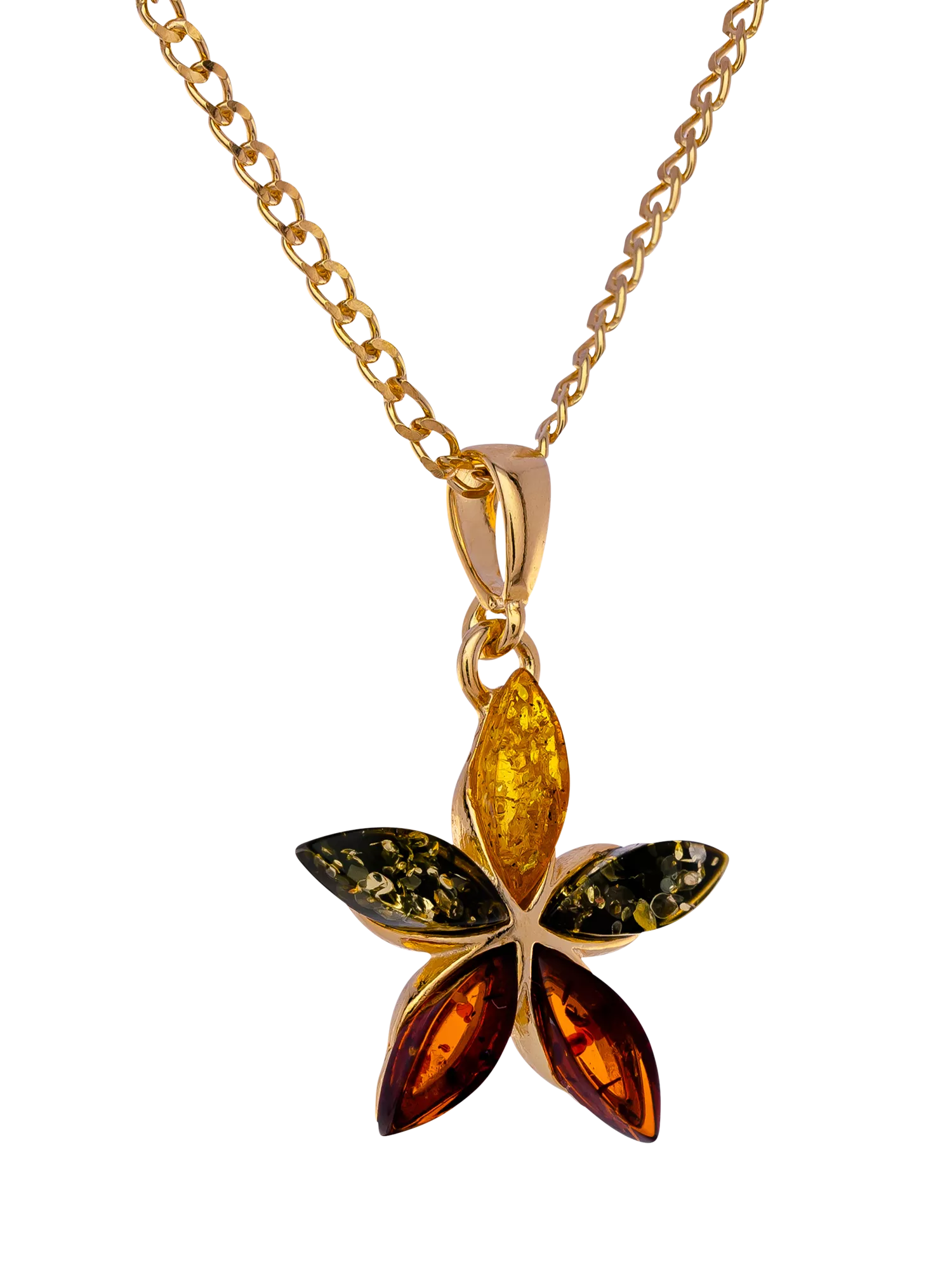 Be-Jewelled Amber Floral Pendant necklace gold multi - British product
