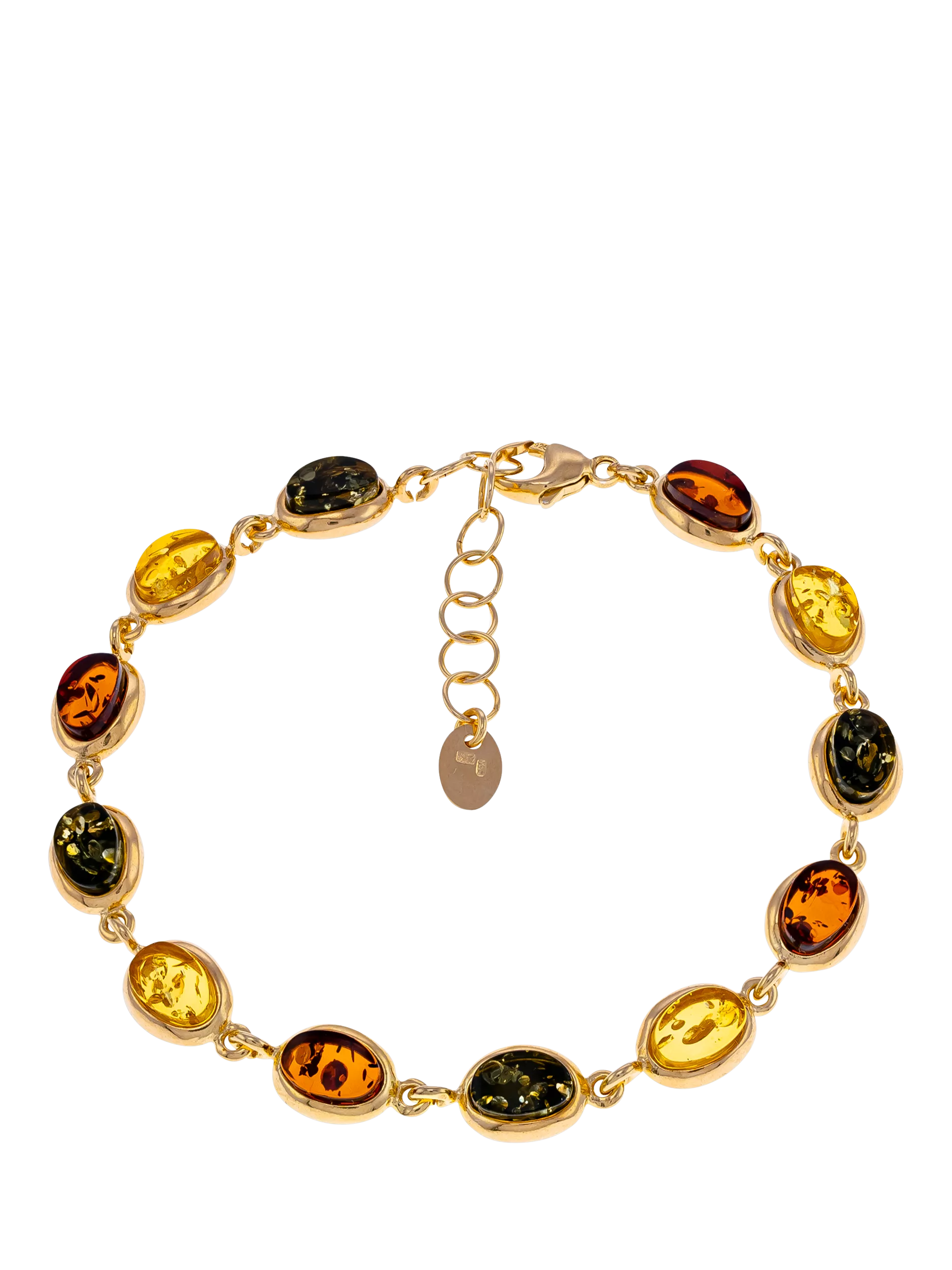 Be-Jewelled Baltic amber oval bracelet gold multi, UK version
