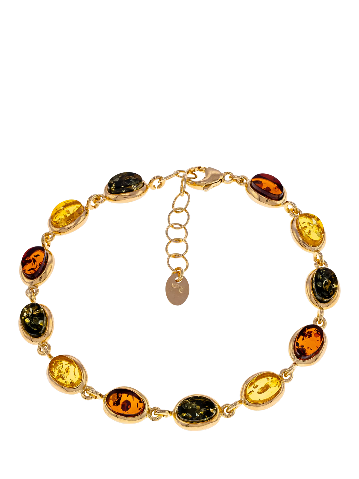 Be-Jewelled Baltic amber oval bracelet gold multi, UK version