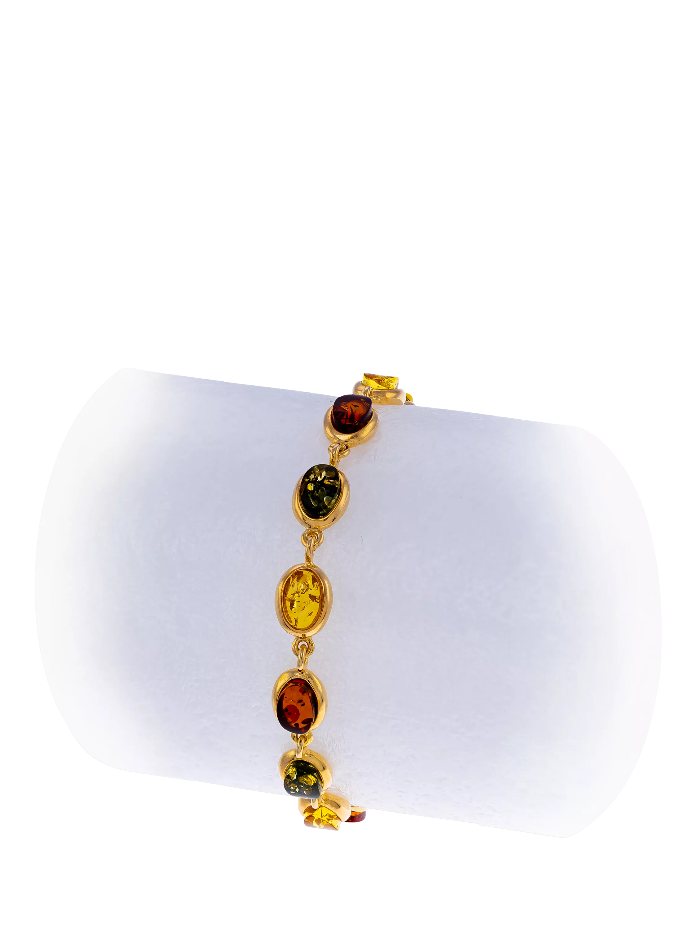 Be-Jewelled Baltic amber oval bracelet gold multi, UK version