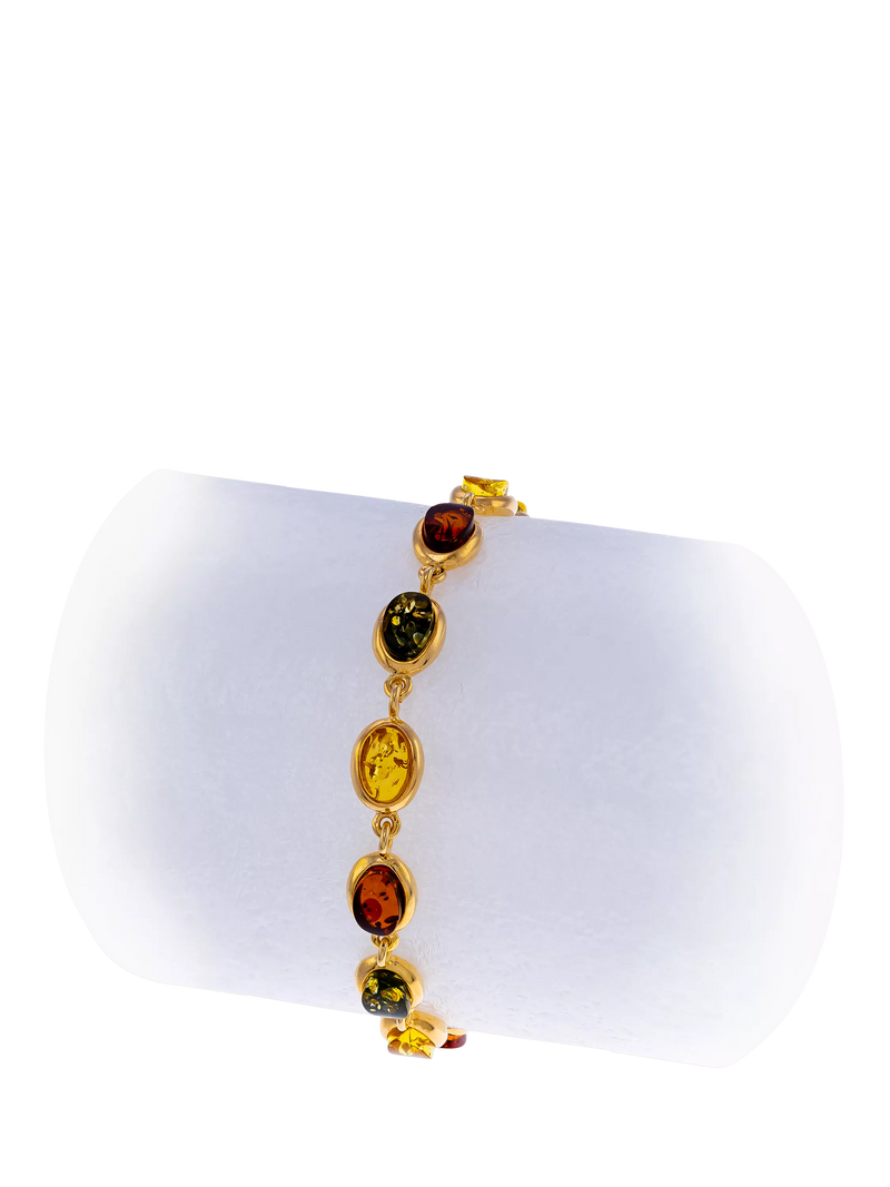 Be-Jewelled Baltic amber oval bracelet gold multi, UK version