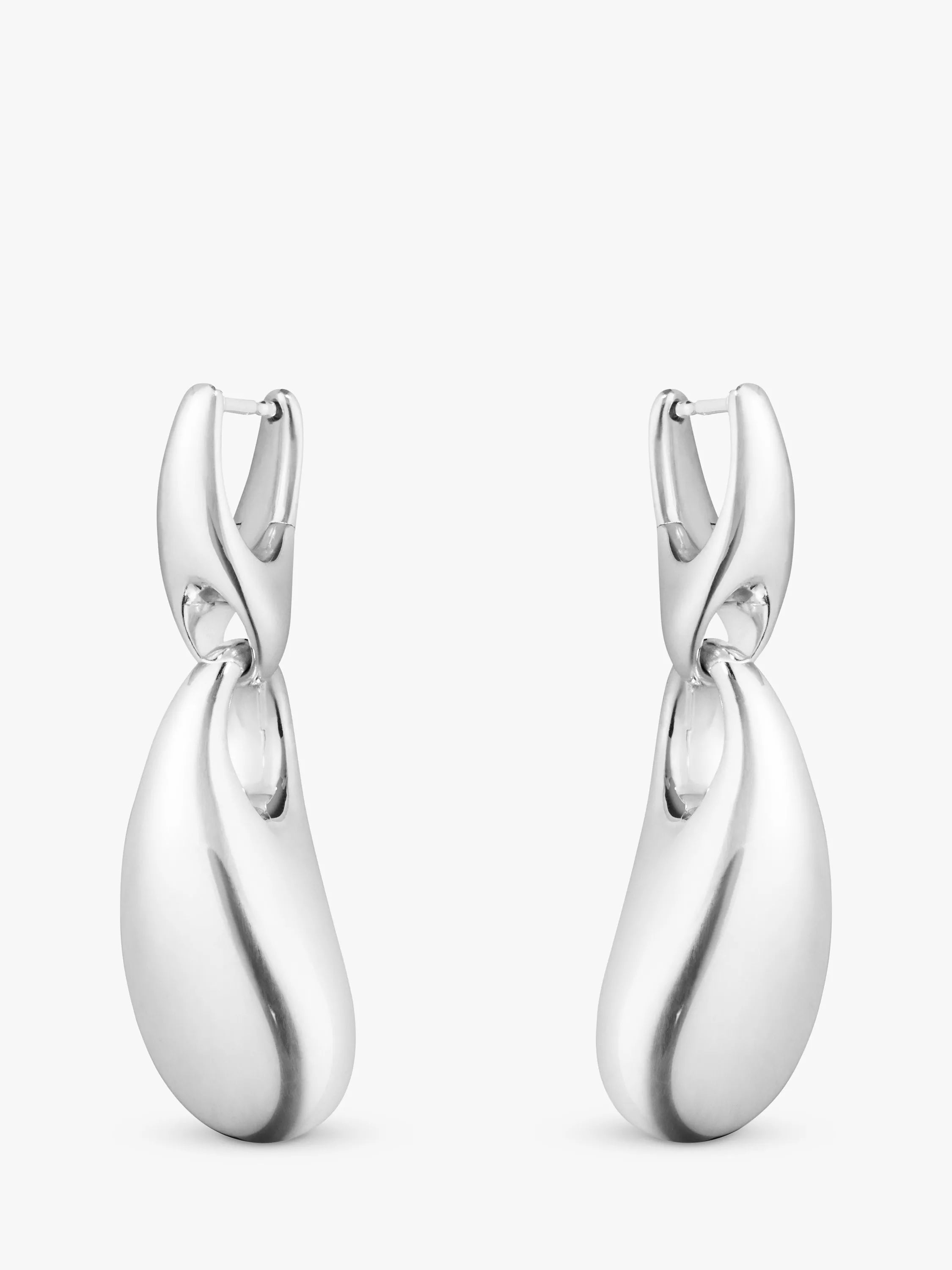 Georg Jensen Sculptural Sterling Silver Drop Earrings, Silver