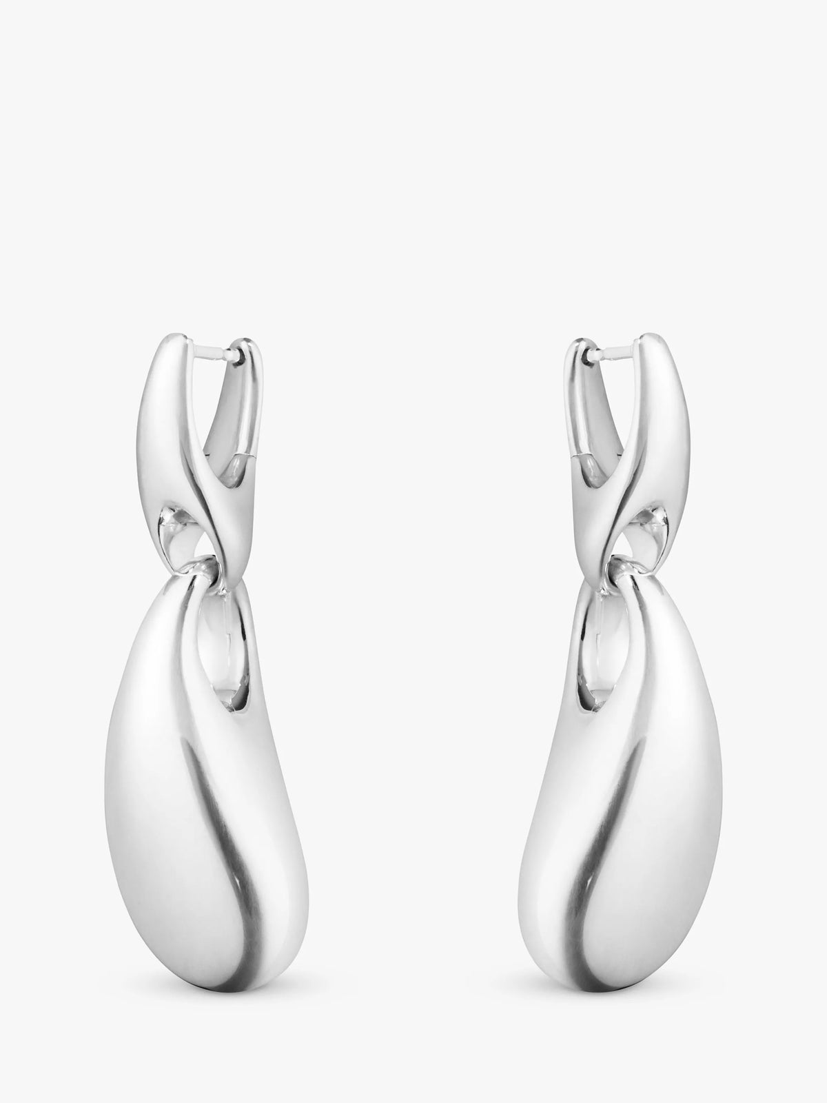 Georg Jensen Sculptural Sterling Silver Drop Earrings, Silver