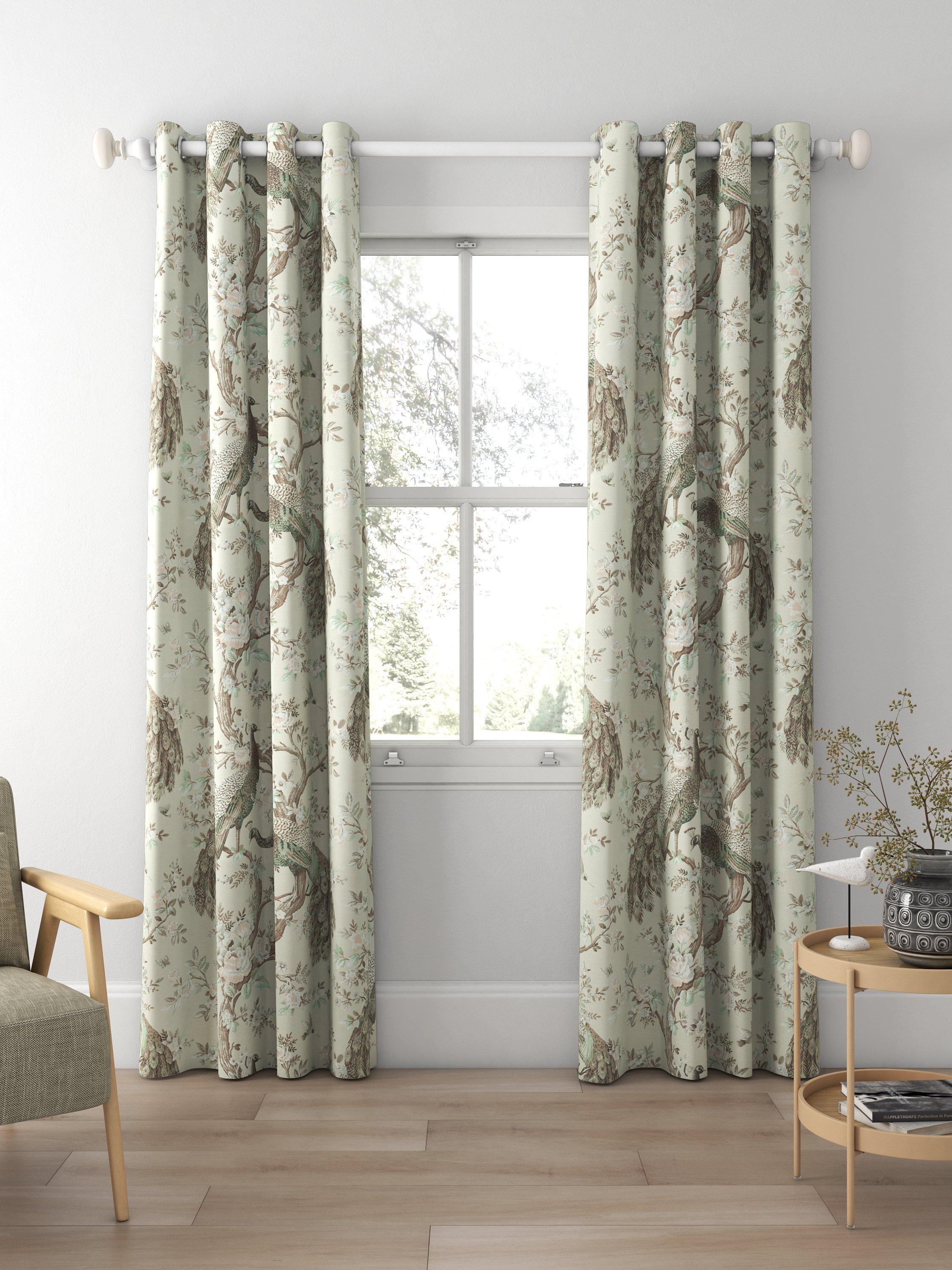 Laura Ashley Belvedere curtain in Truffle with peacock floral print (British brand)