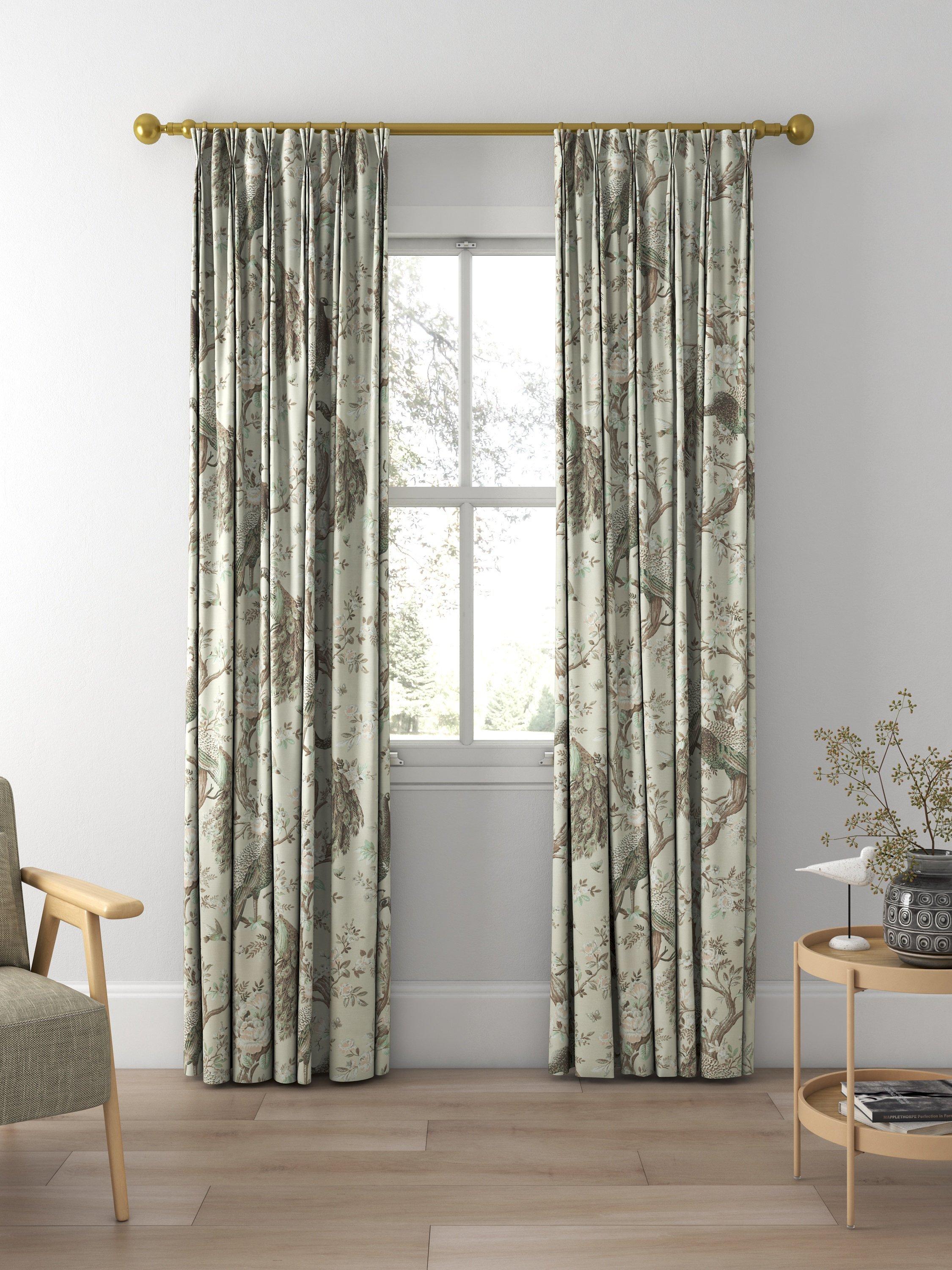 Laura Ashley Belvedere curtain in Truffle with peacock floral print (British brand)