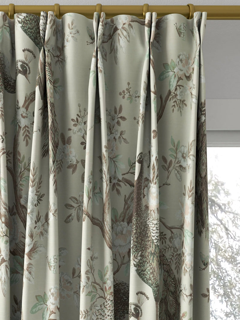 Laura Ashley Belvedere curtain in Truffle with peacock floral print (British brand)