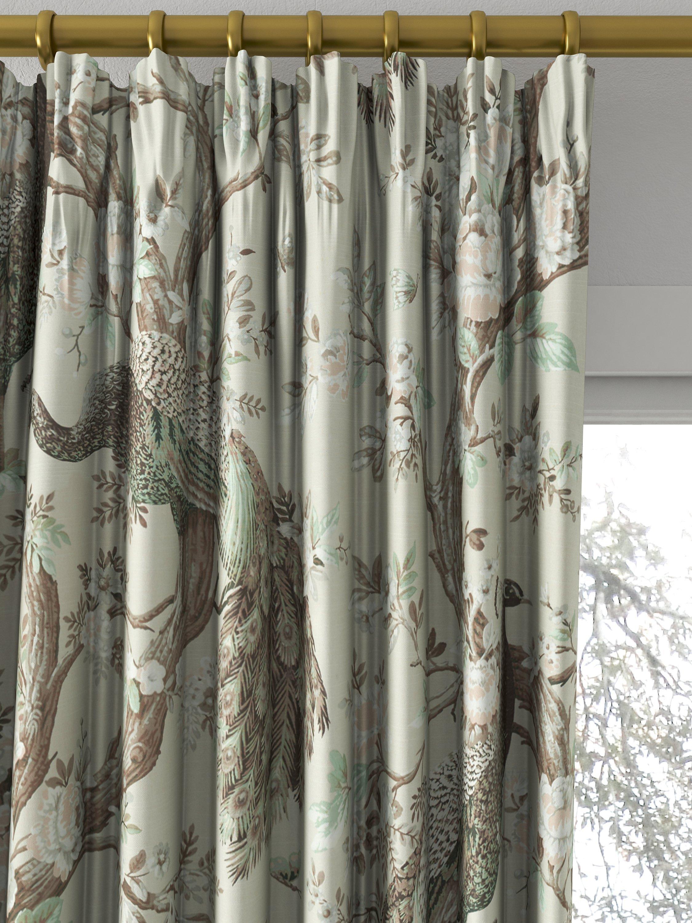 Laura Ashley Belvedere curtain in Truffle with peacock floral print (British brand)