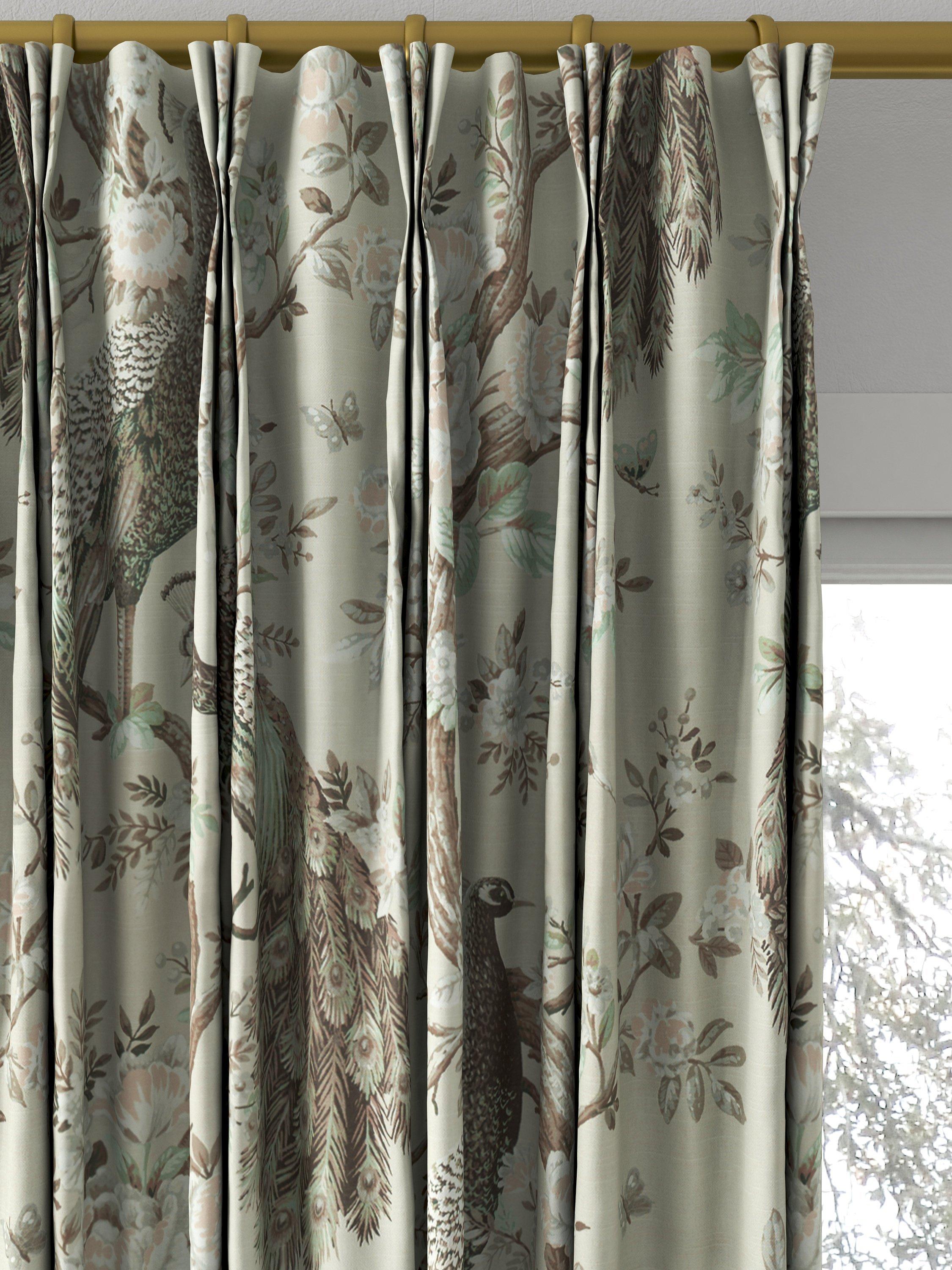 Laura Ashley Belvedere curtain in Truffle with peacock floral print (British brand)